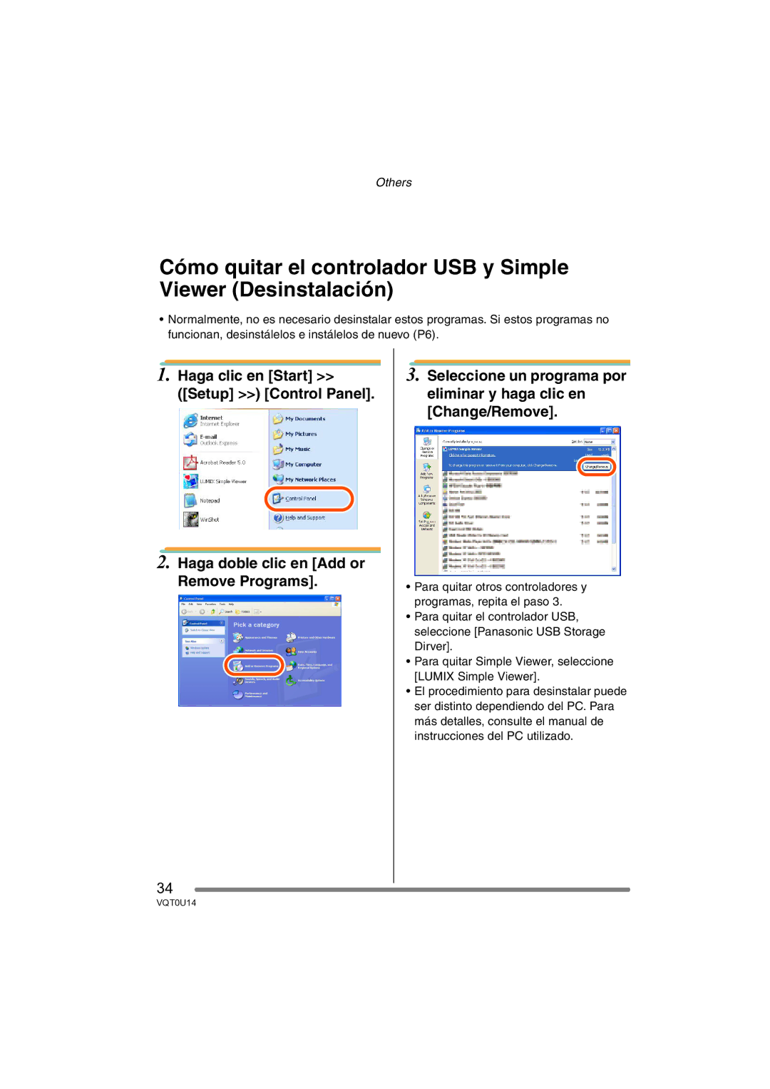 Panasonic VQT0U14 operating instructions Others 