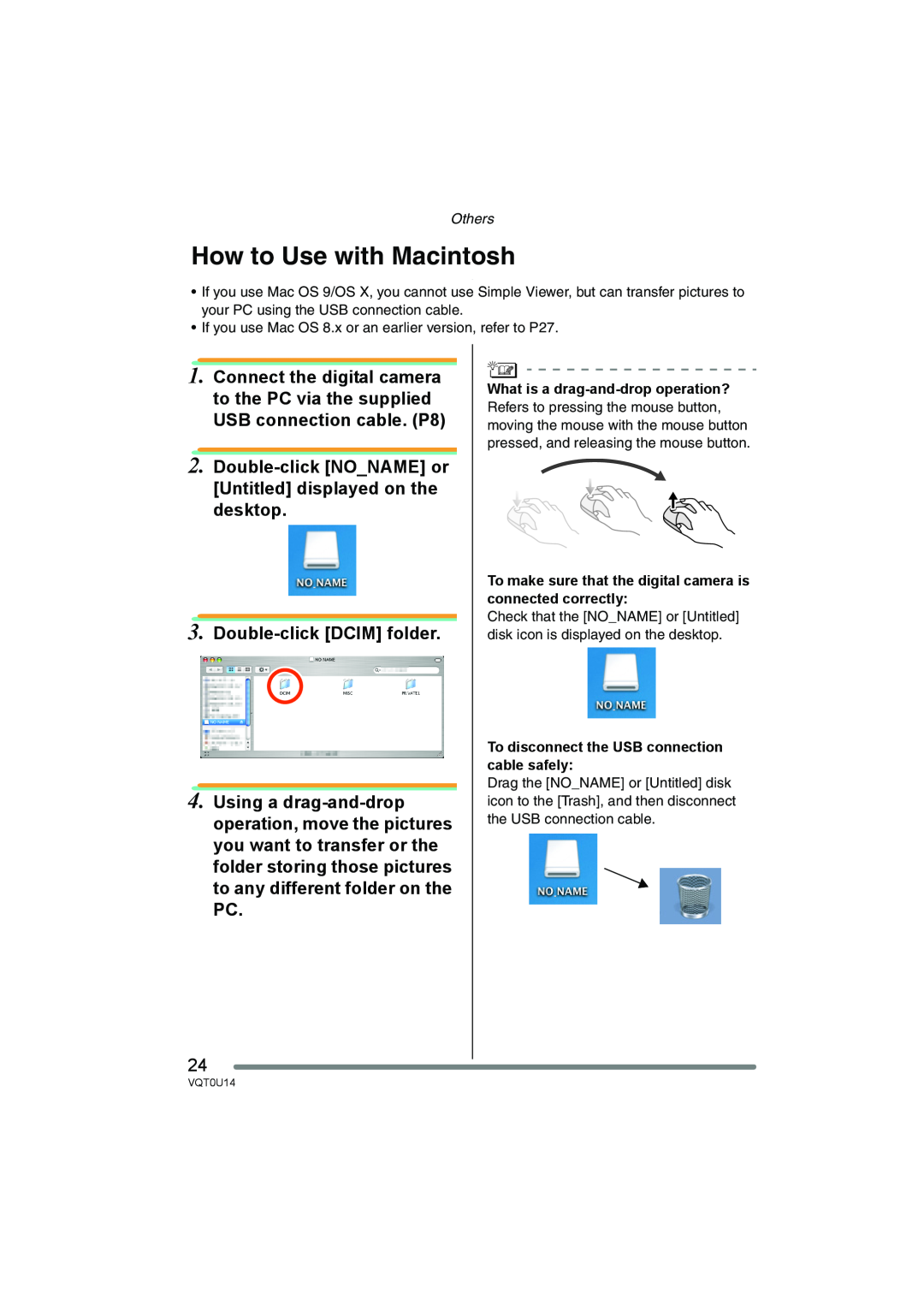 Panasonic VQT0U14 How to Use with Macintosh, Double-click NONAME or Untitled displayed on the desktop 