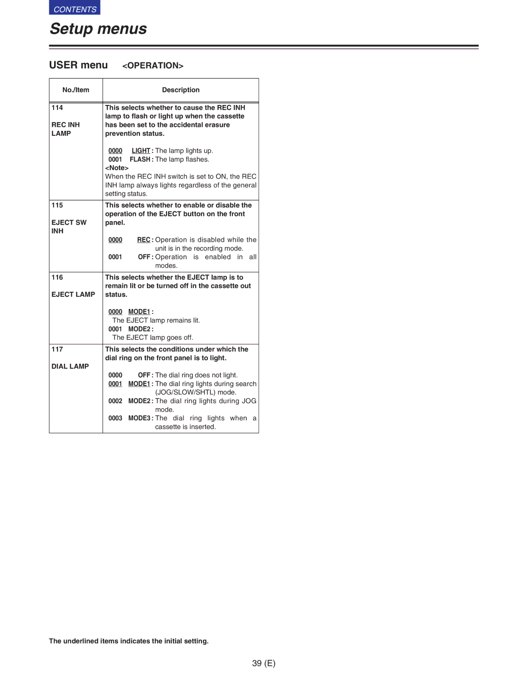 Panasonic VQT9958 operating instructions Rec Inh, Eject SW, Eject Lamp, MODE1, MODE2, Dial Lamp 