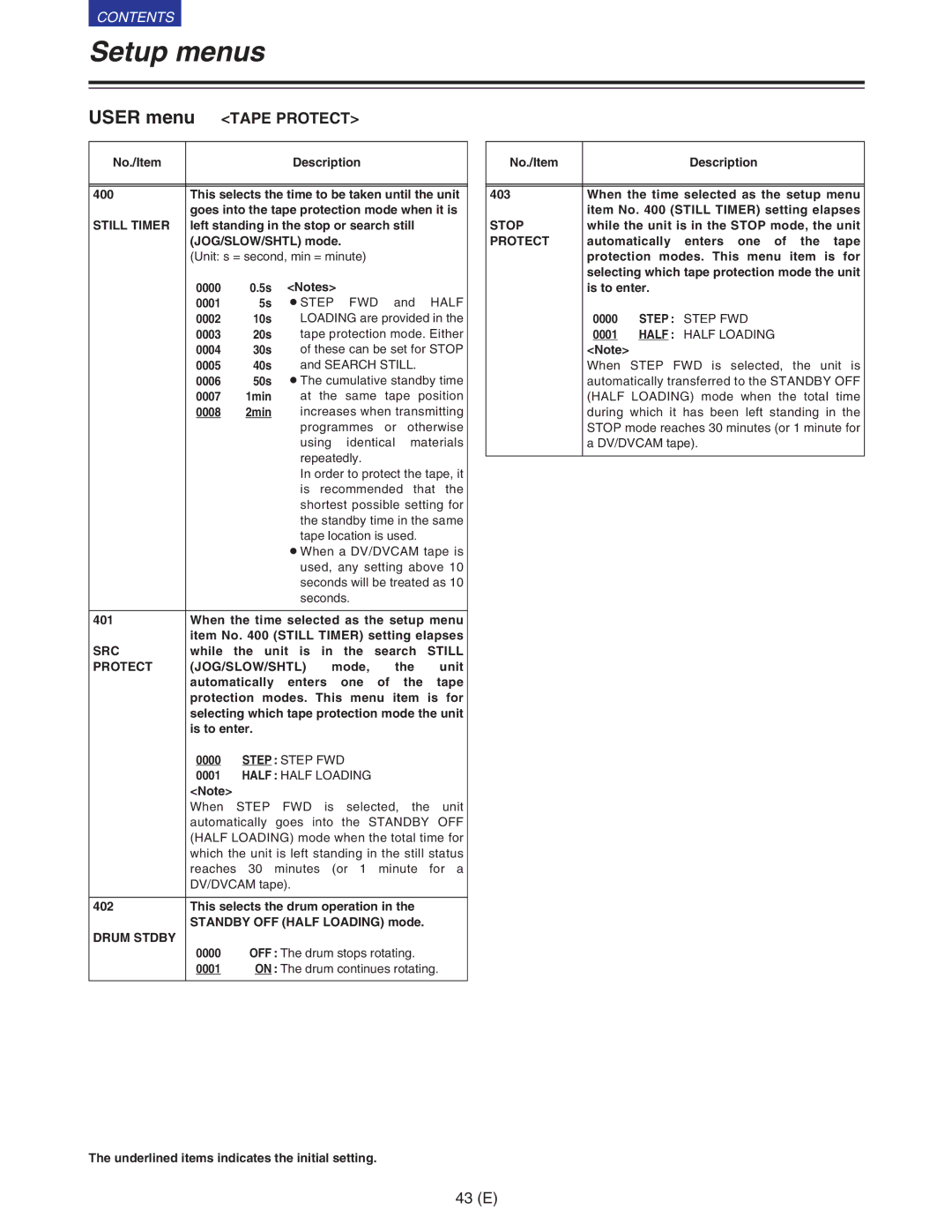 Panasonic VQT9958 operating instructions Tape Protect 