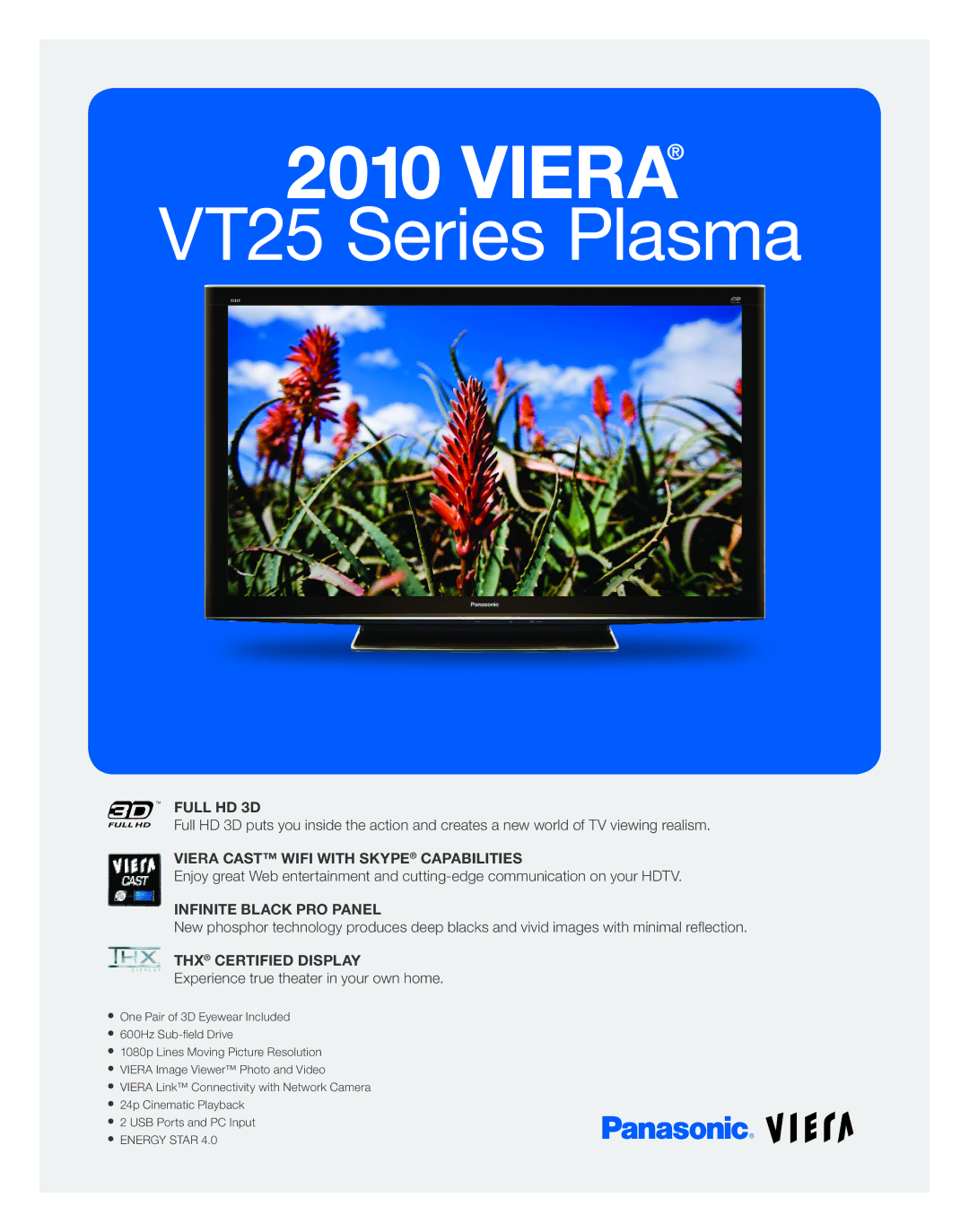 Panasonic TC-P65VT25 manual Viera 