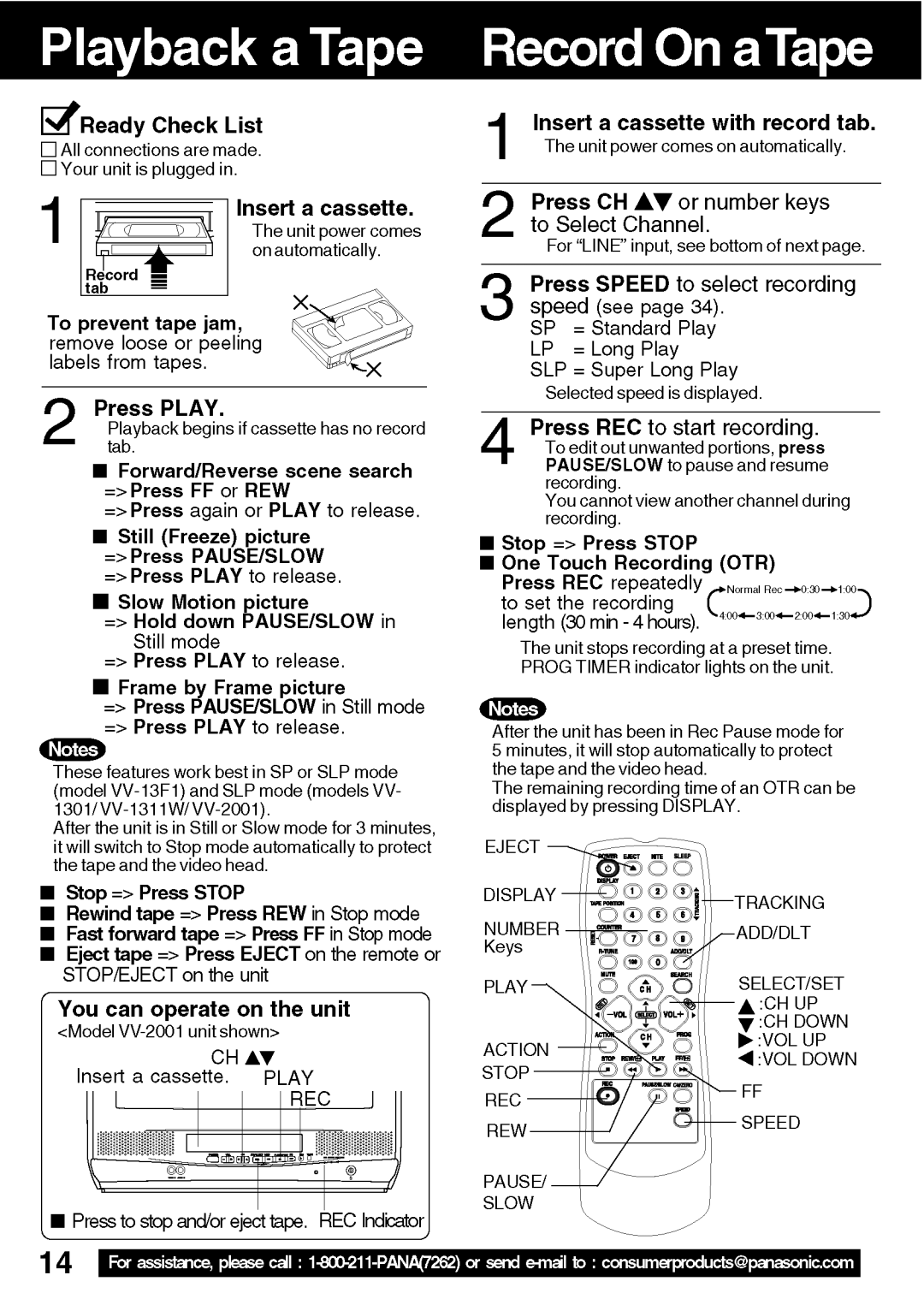 Panasonic VV-1301 operating instructions 