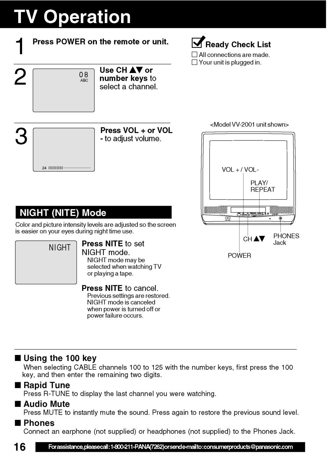 Panasonic VV-1301 operating instructions 