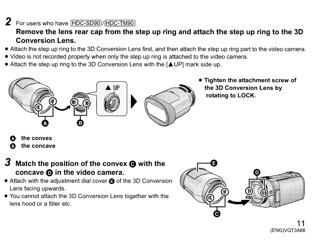 Panasonic vw-clt1 owner manual Convex o the concave 