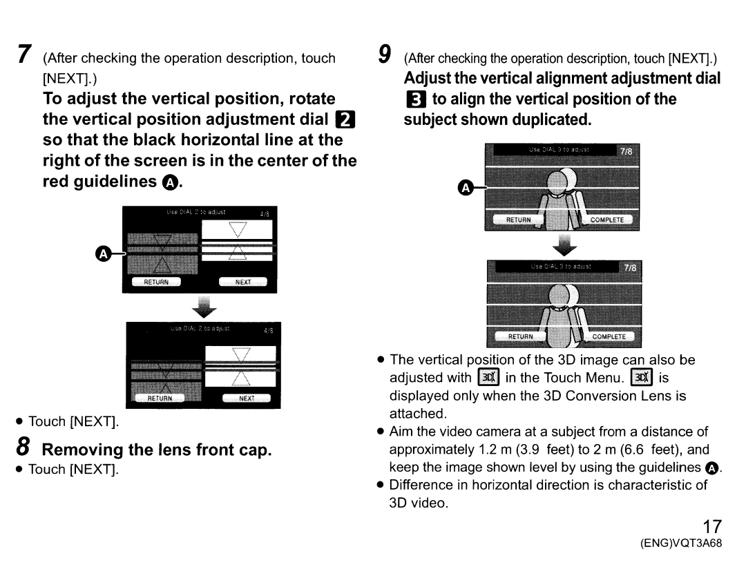 Panasonic vw-clt1 owner manual Removing the lens front cap 