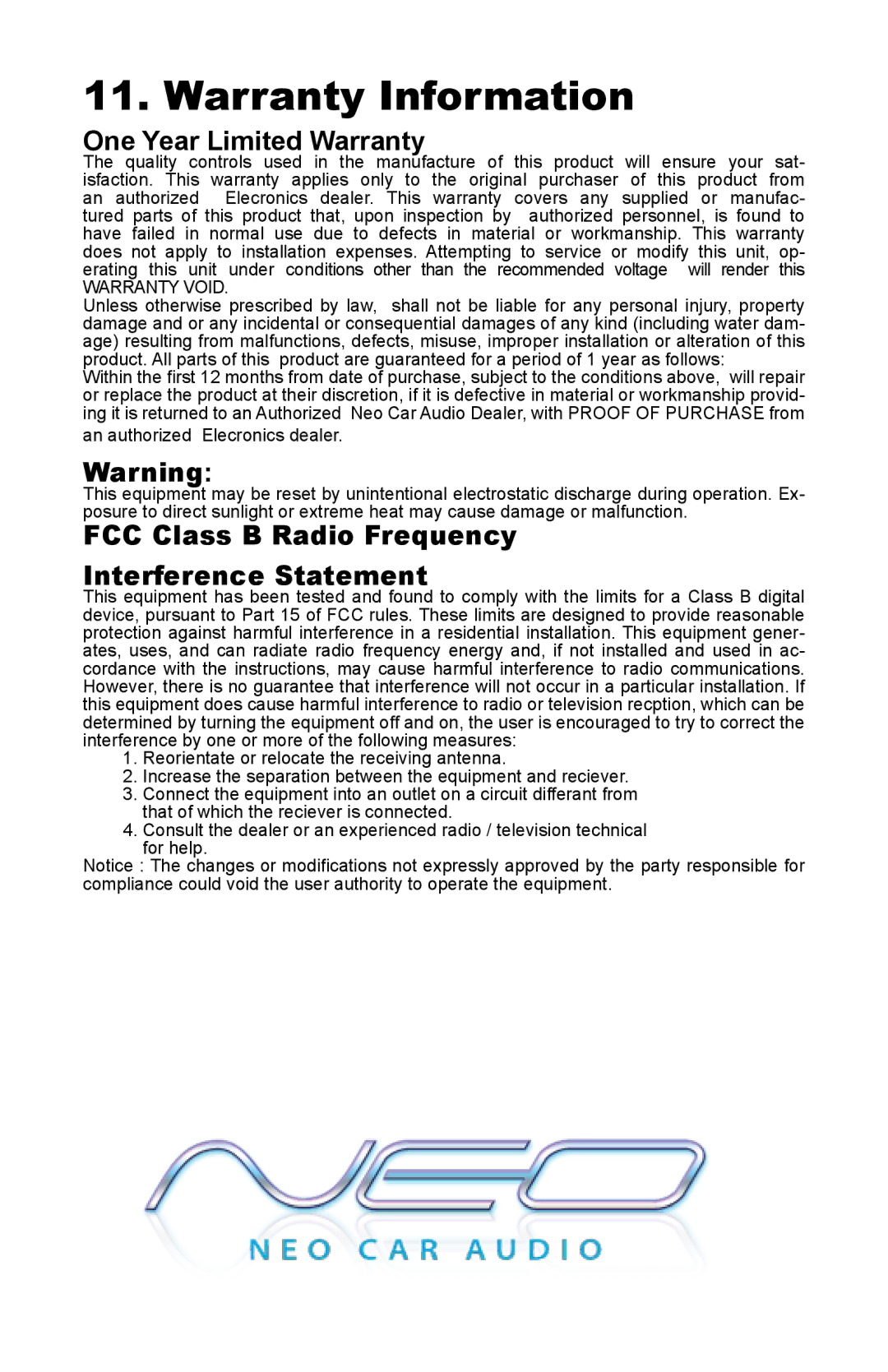 Panasonic VW1 owner manual Warranty Information, One Year Limited Warranty 