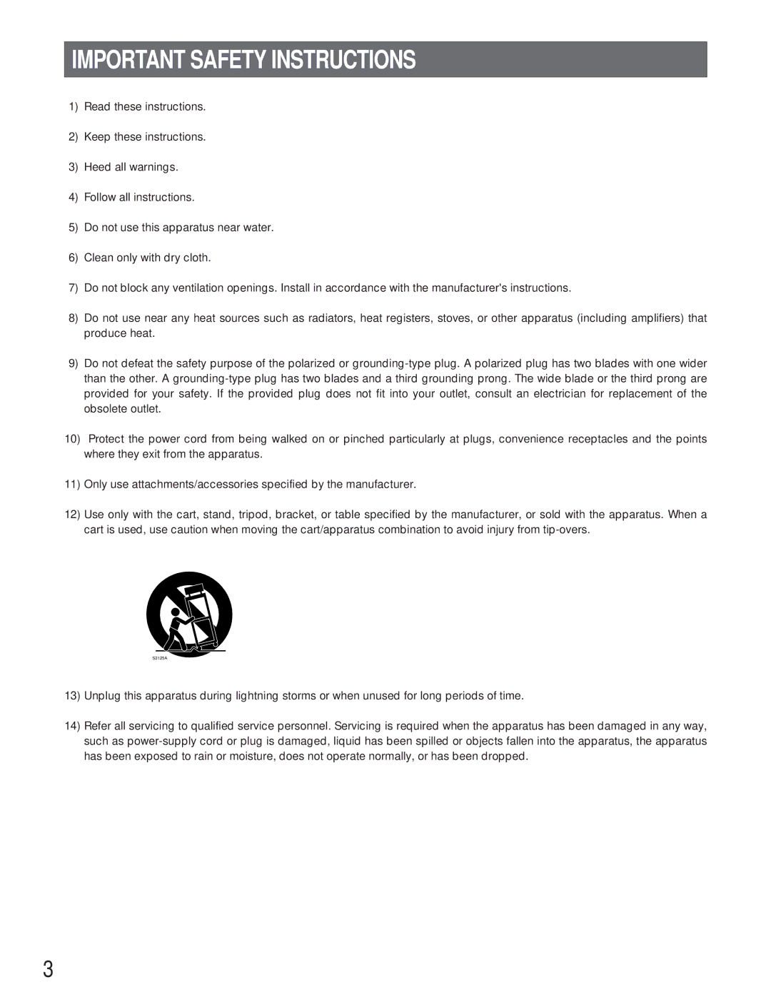 Panasonic WJ-FS616C manual Important Safety Instructions 