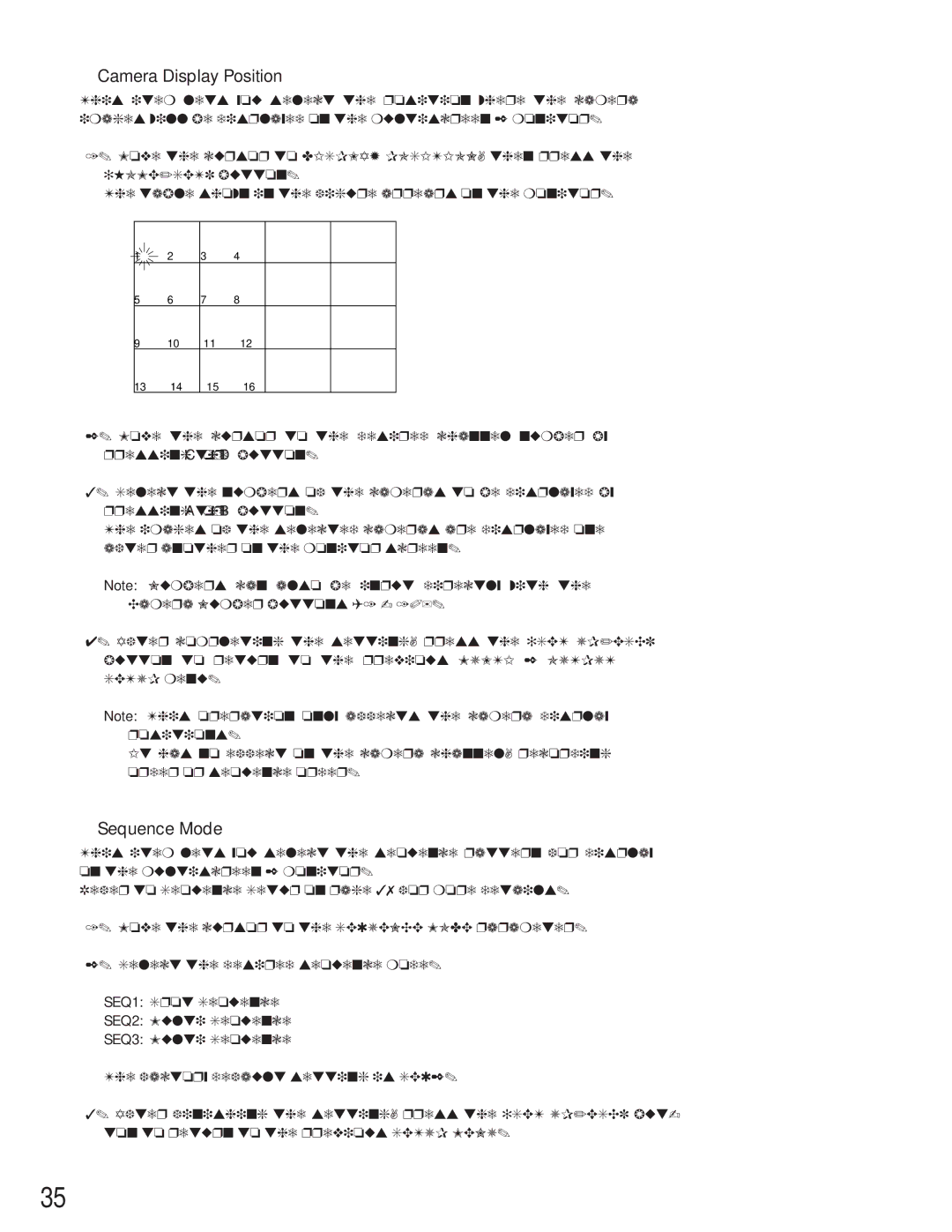 Panasonic WJ-FS616C manual Camera Display Position, Sequence Mode 