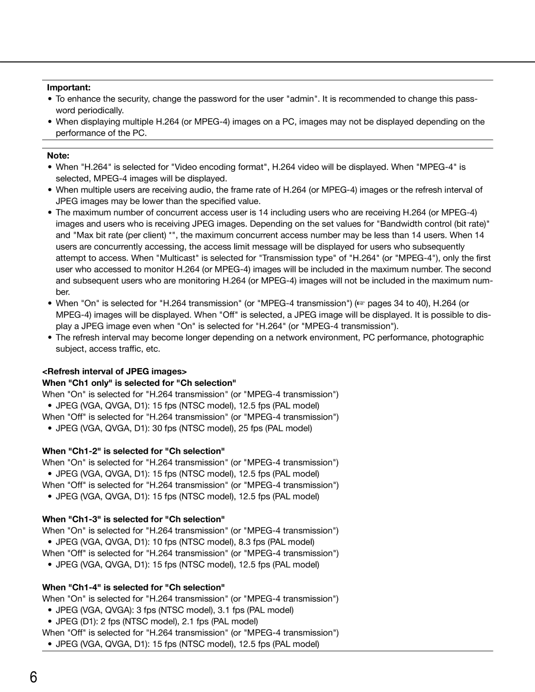 Panasonic WJ-GXE500E manual When Ch1-2 is selected for Ch selection, When Ch1-3 is selected for Ch selection 