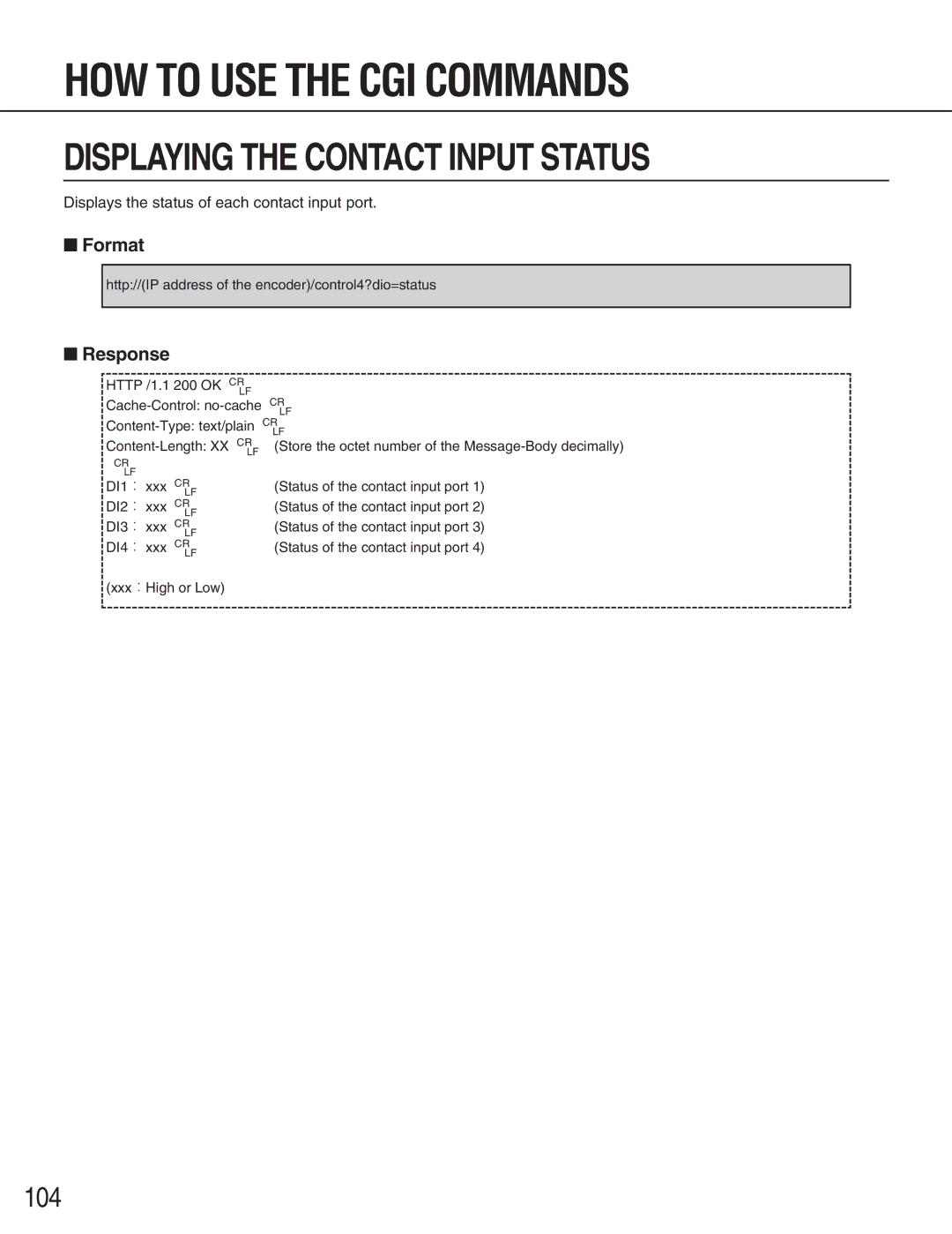 Panasonic WJ-GXE900, WJ-GXD900 manual Displaying the Contact Input Status 