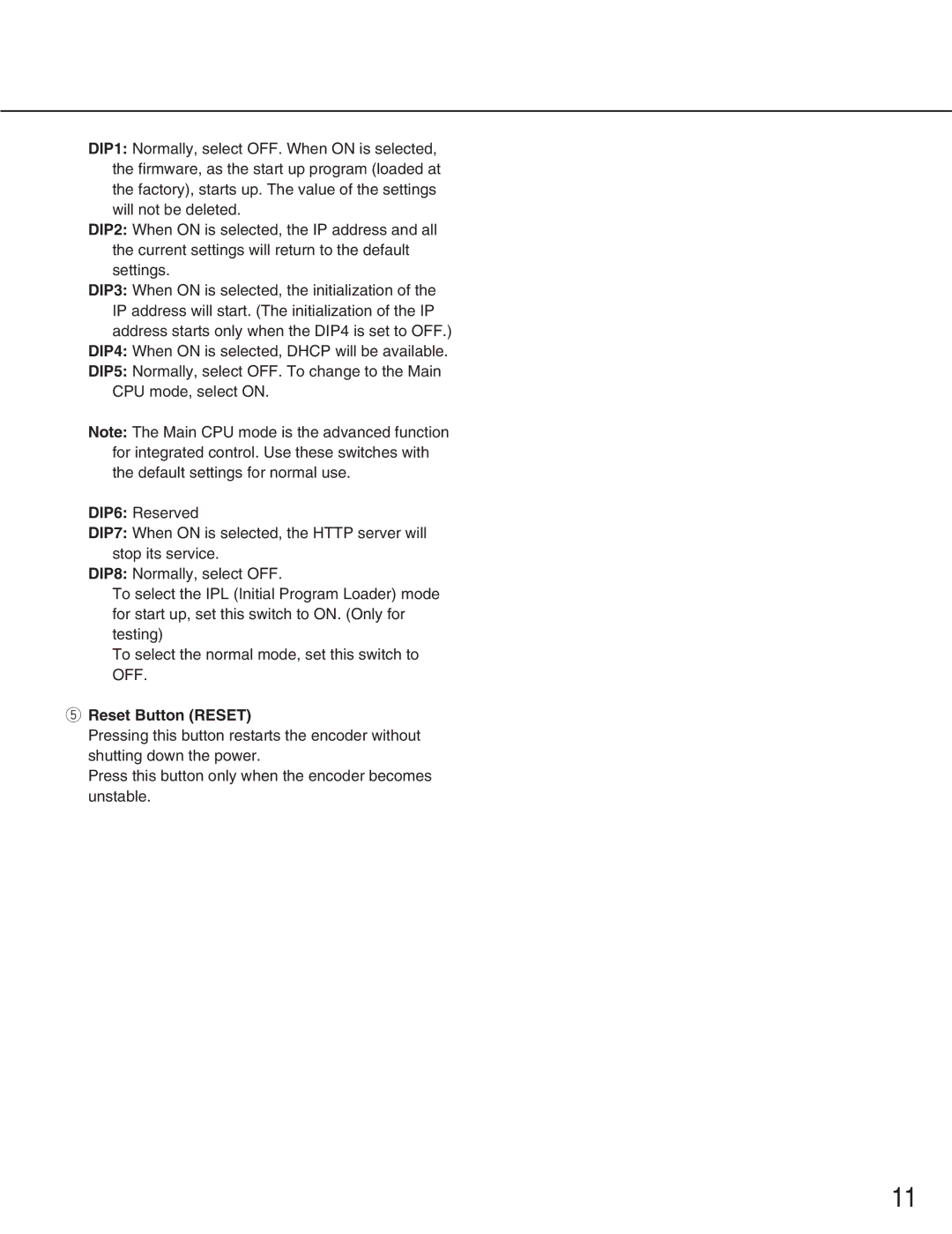 Panasonic WJ-GXD900, WJ-GXE900 manual Reset Button Reset 