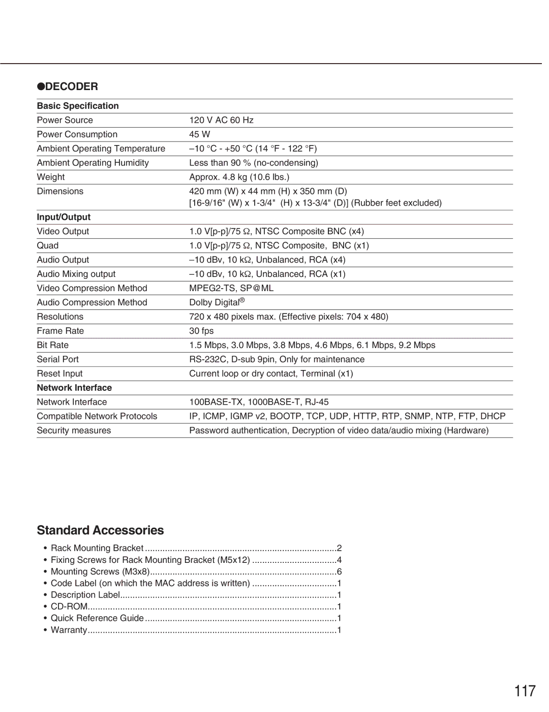 Panasonic WJ-GXD900, WJ-GXE900 manual 117 