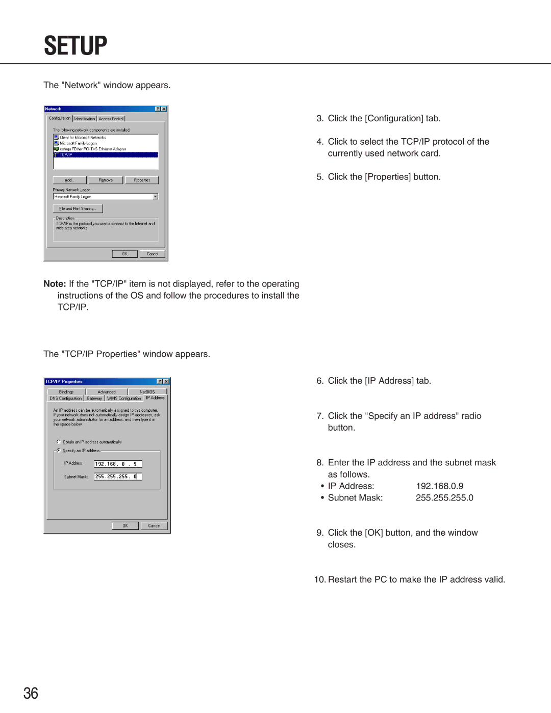 Panasonic WJ-GXE900, WJ-GXD900 manual Setup 