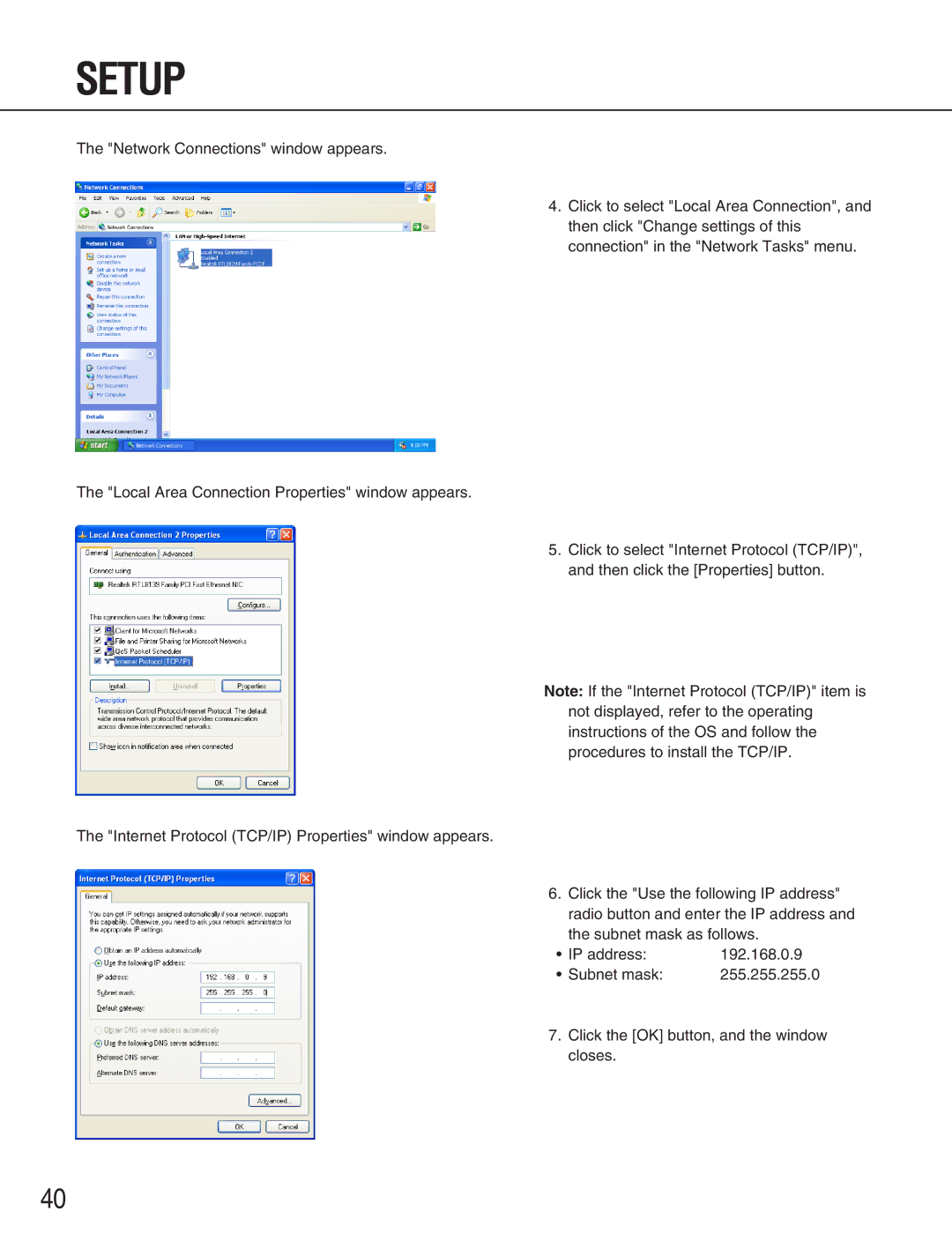 Panasonic WJ-GXE900, WJ-GXD900 manual Setup 