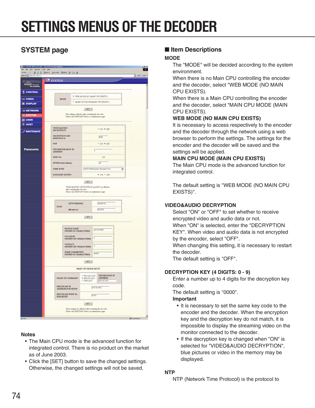 Panasonic WJ-GXE900, WJ-GXD900 manual VIDEO&AUDIO Decryption, Decryption KEY 4 Digits 0 