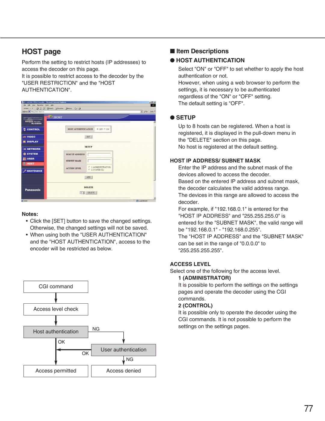 Panasonic WJ-GXD900, WJ-GXE900 manual Host 