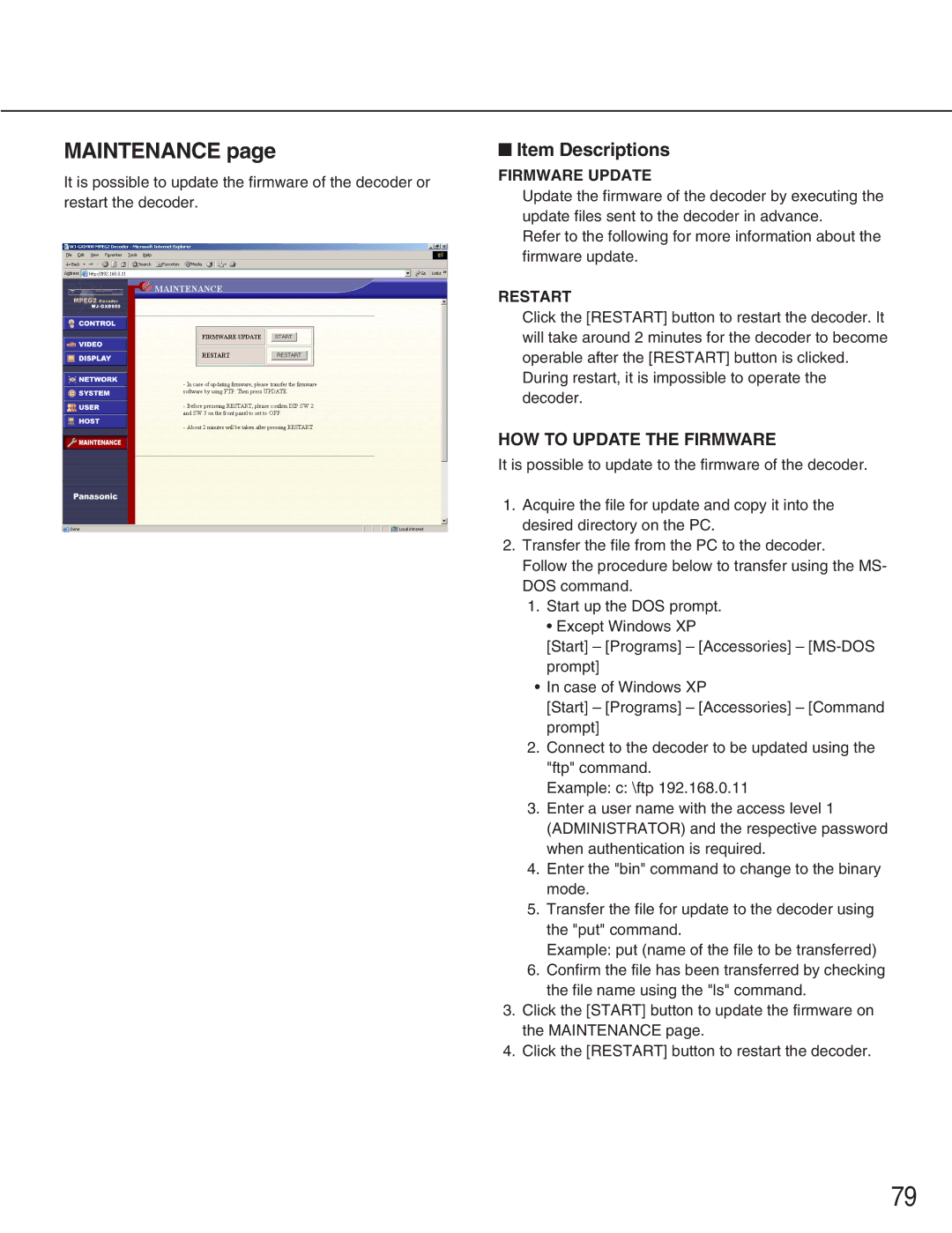 Panasonic WJ-GXD900, WJ-GXE900 manual HOW to Update the Firmware 