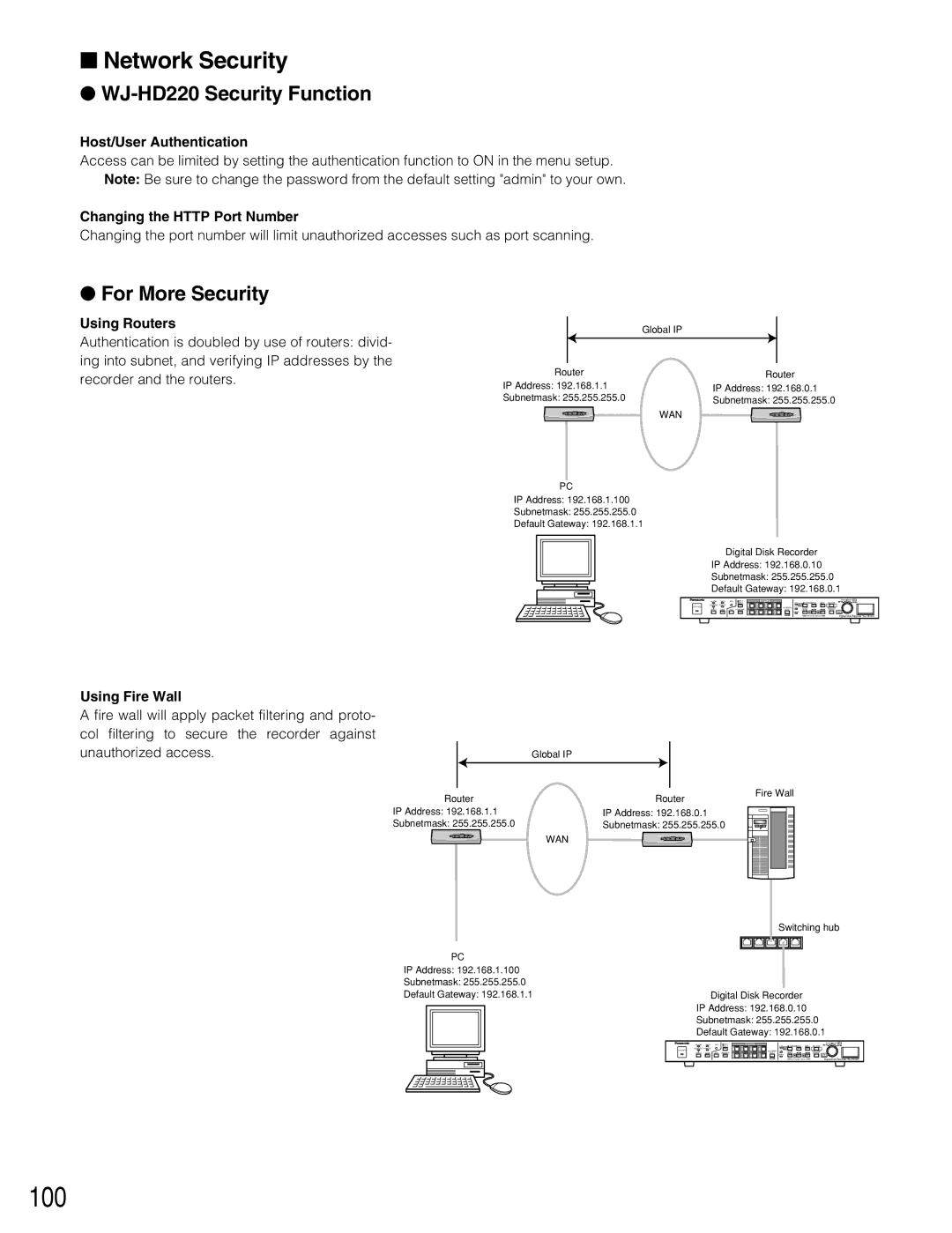 Panasonic manual Network Security, WJ-HD220 Security Function, For More Security 