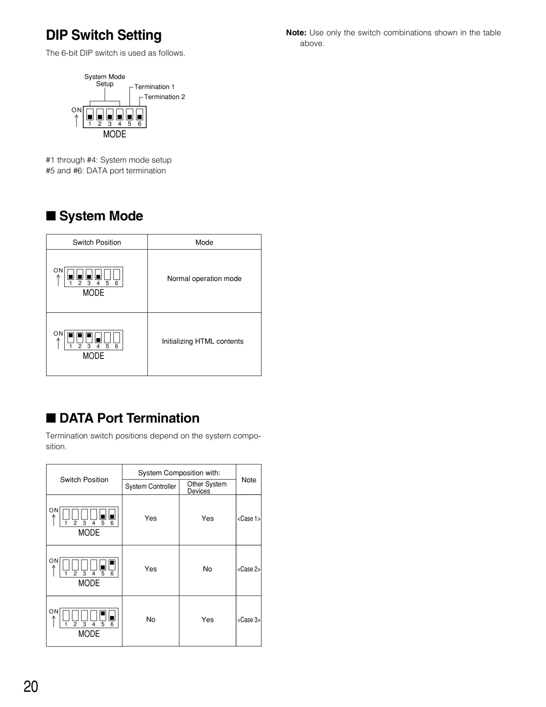 Panasonic WJ-HD220 manual System Mode, Data Port Termination 