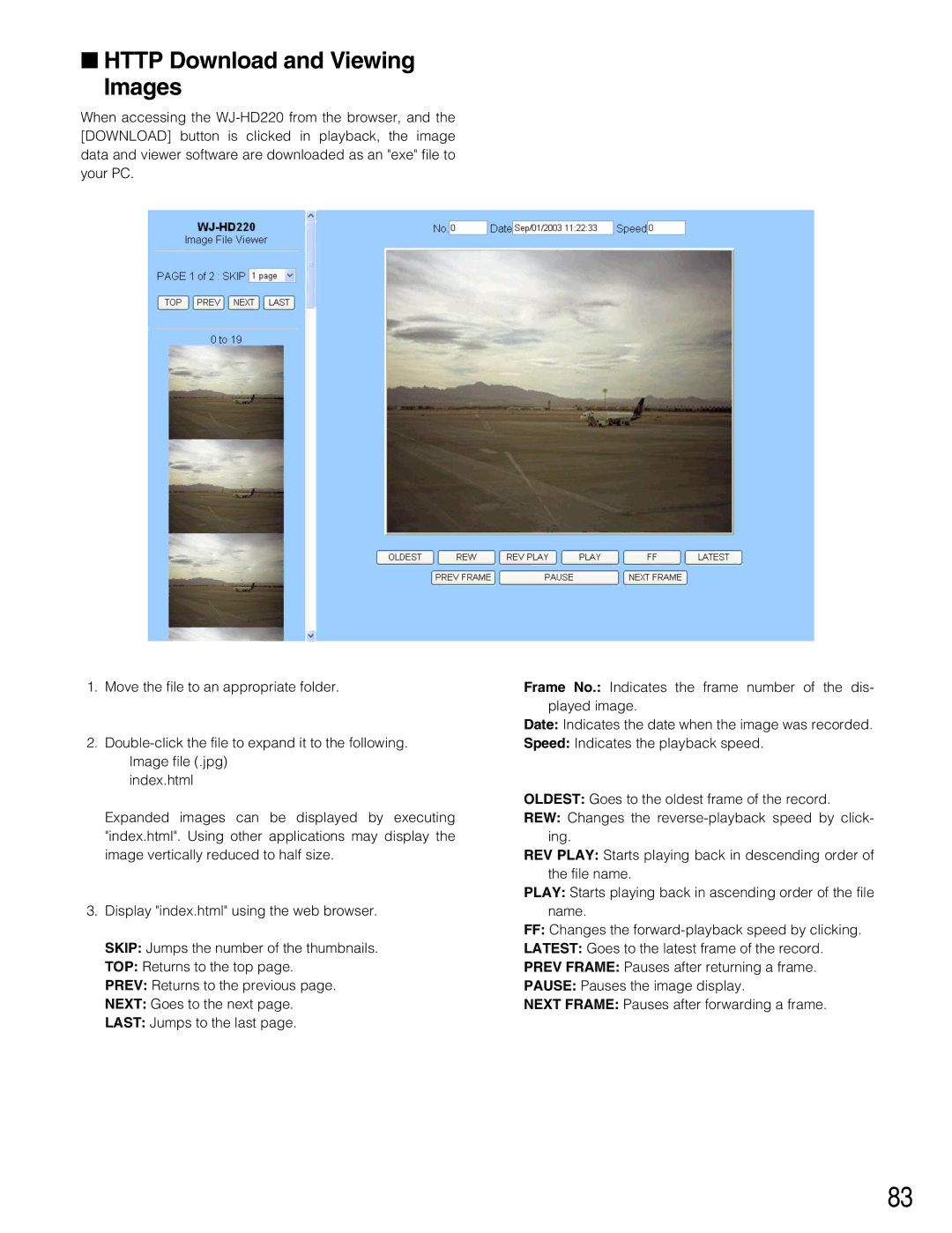 Panasonic WJ-HD220 manual Http Download and Viewing Images 