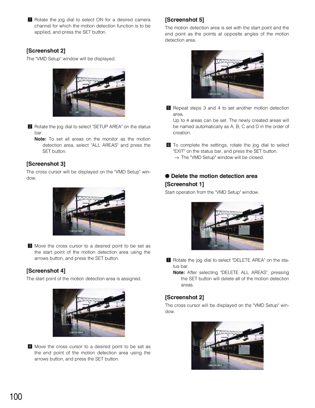 Panasonic WJ-HD309 manual 100, Delete the motion detection area Screenshot 