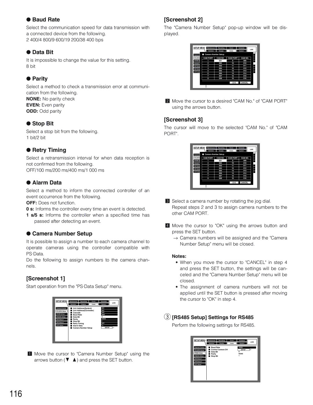 Panasonic WJ-HD309 manual 116 