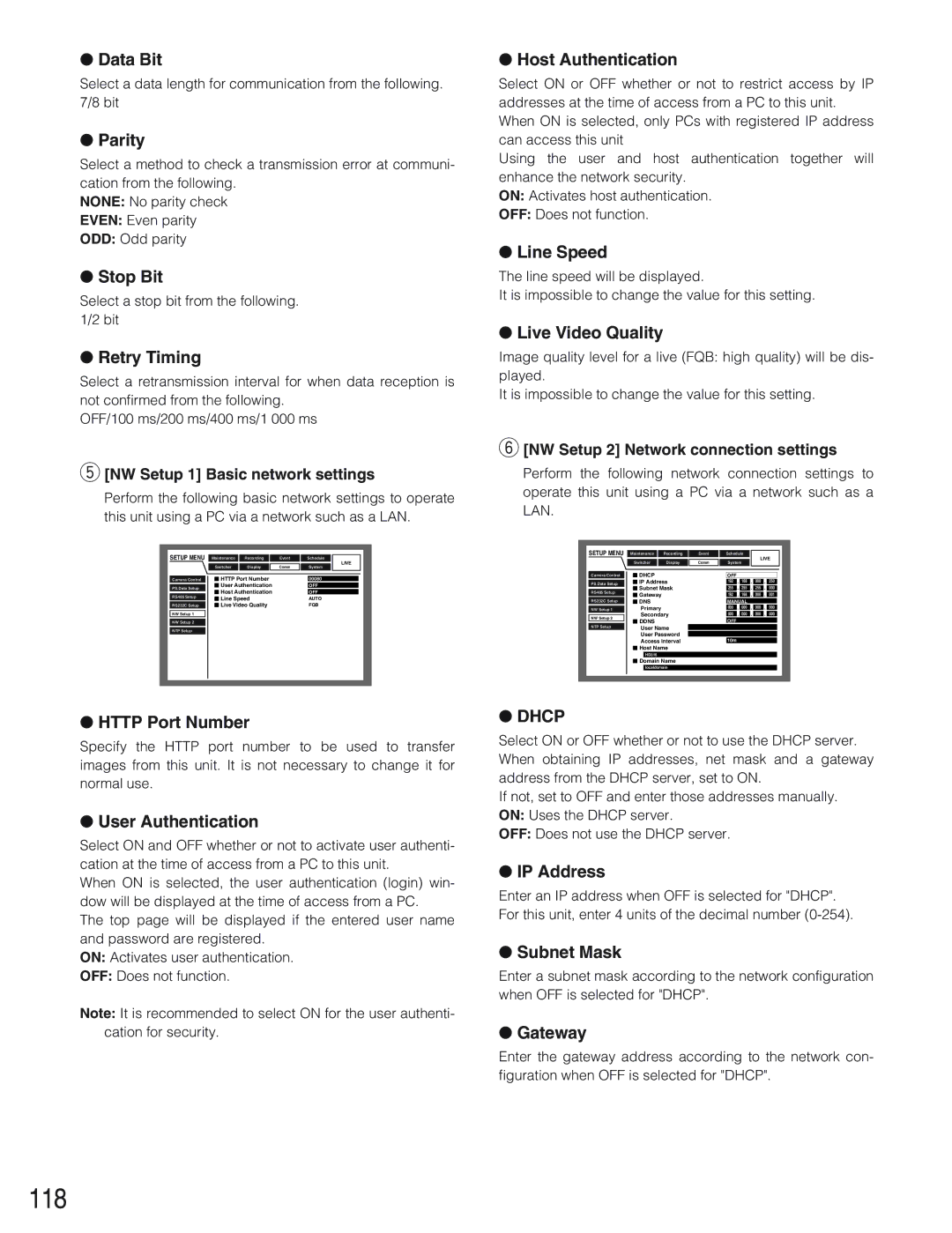 Panasonic WJ-HD309 manual 118 