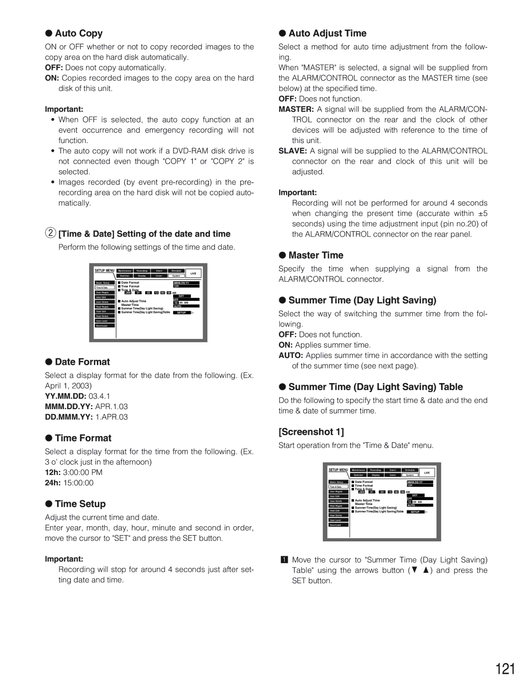 Panasonic WJ-HD309 manual 121 