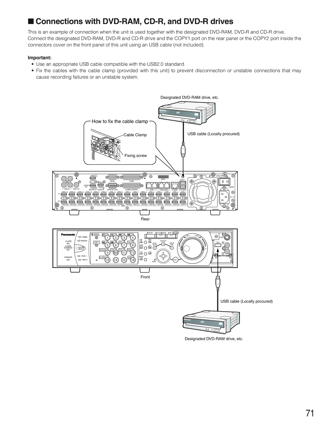 Panasonic WJ-HD309 manual Connections with DVD-RAM, CD-R, and DVD-R drives 