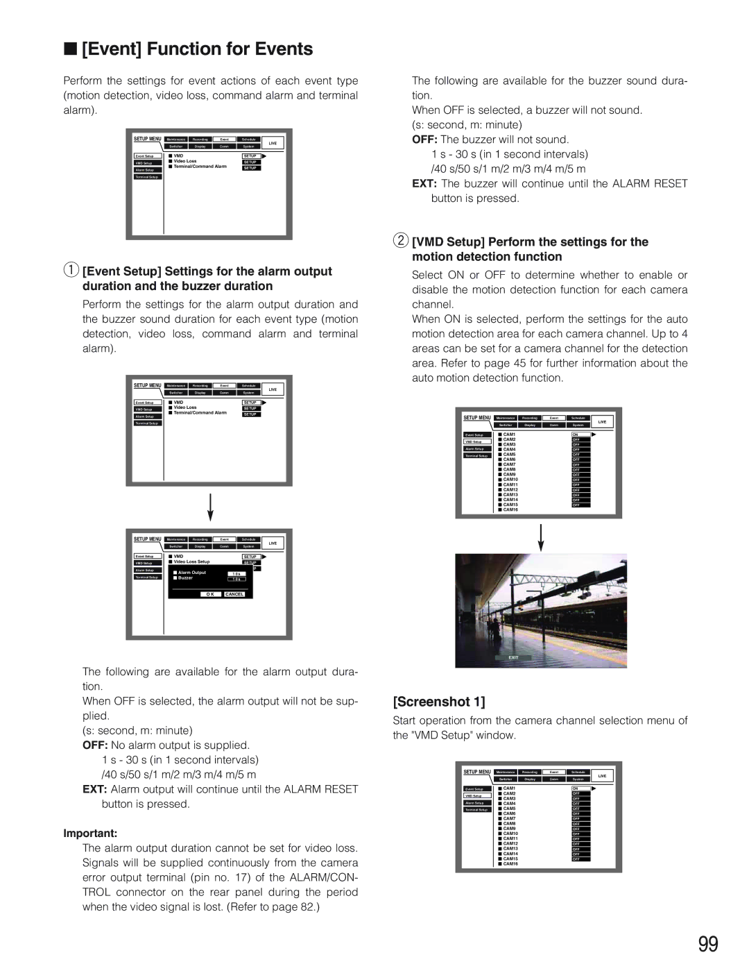 Panasonic WJ-HD309 manual Event Function for Events, Screenshot 