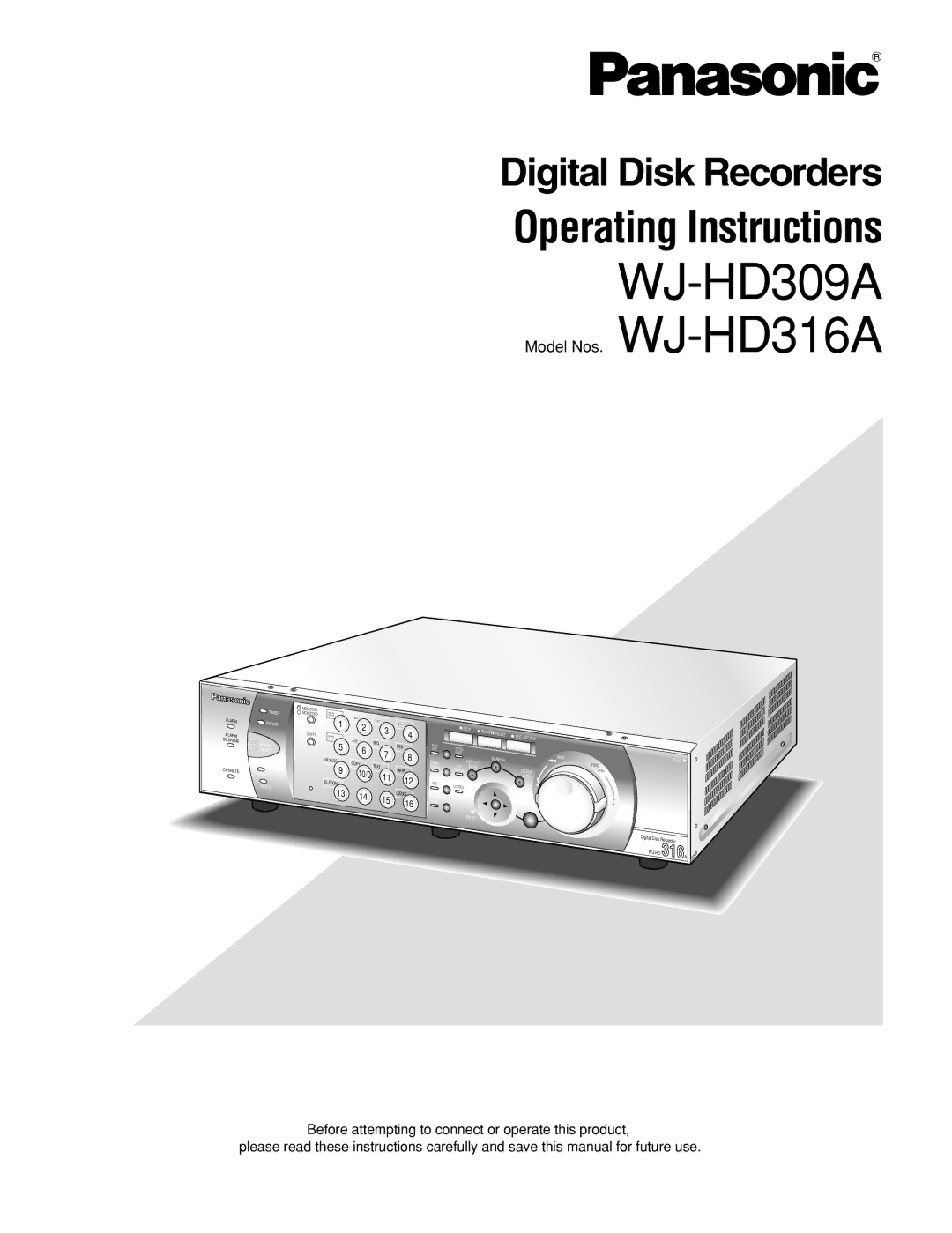 Panasonic WJ-HD316A operating instructions WJ-HD309A 