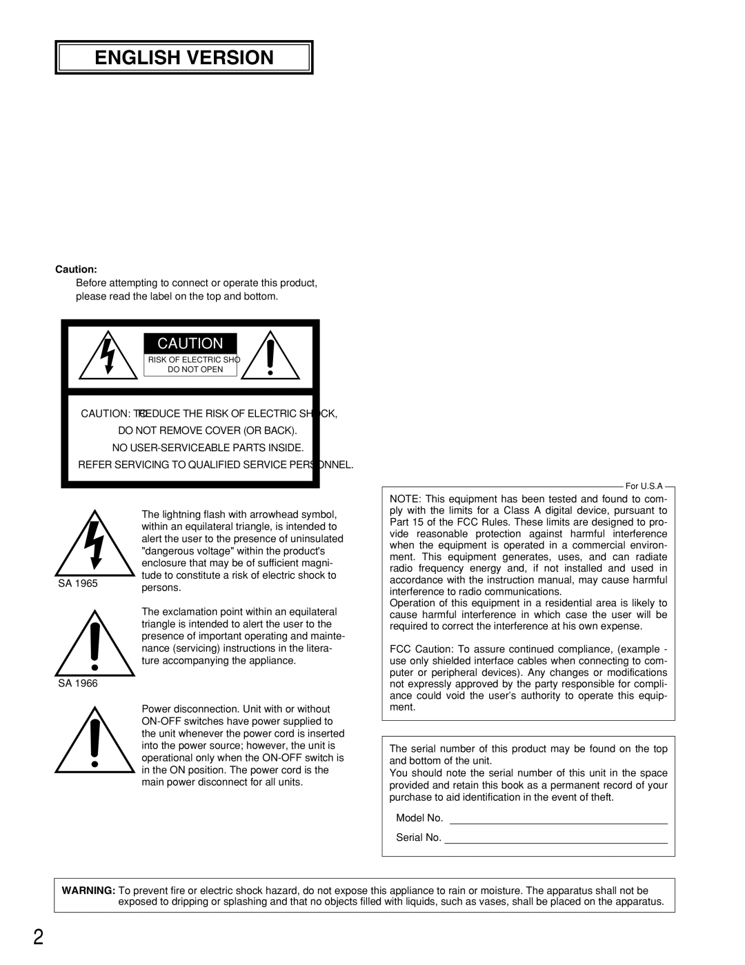 Panasonic WJ-HD309A, WJ-HD316A operating instructions English Version 