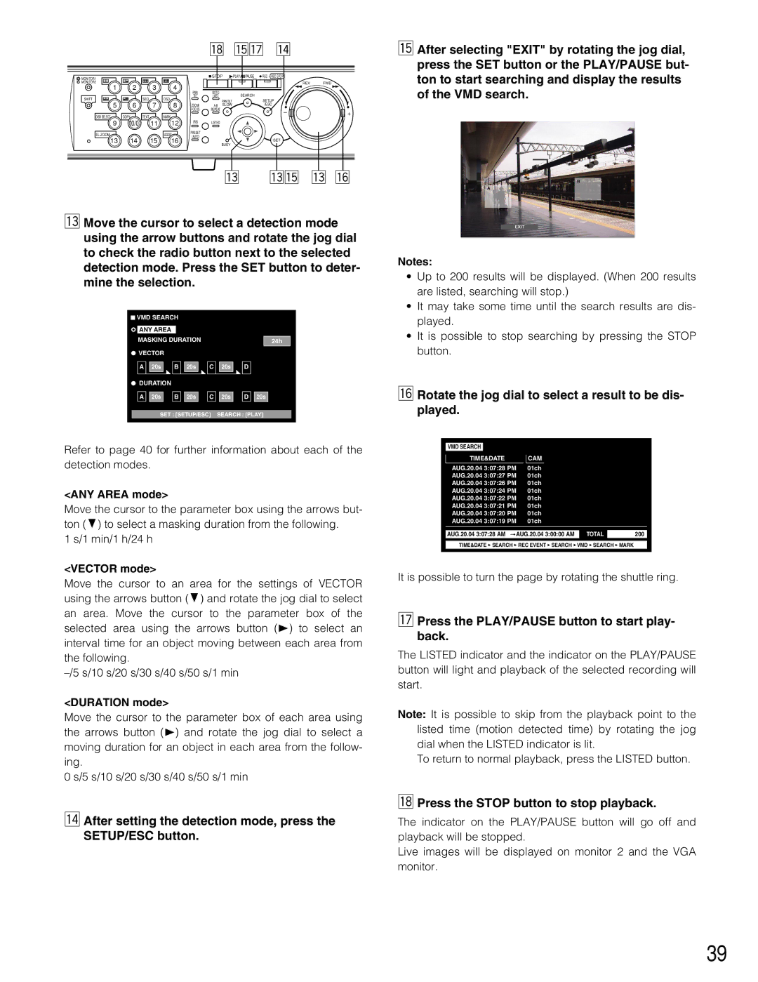 Panasonic WJ-HD316A ⁄6Rotate the jog dial to select a result to be dis- played, ⁄8Press the Stop button to stop playback 