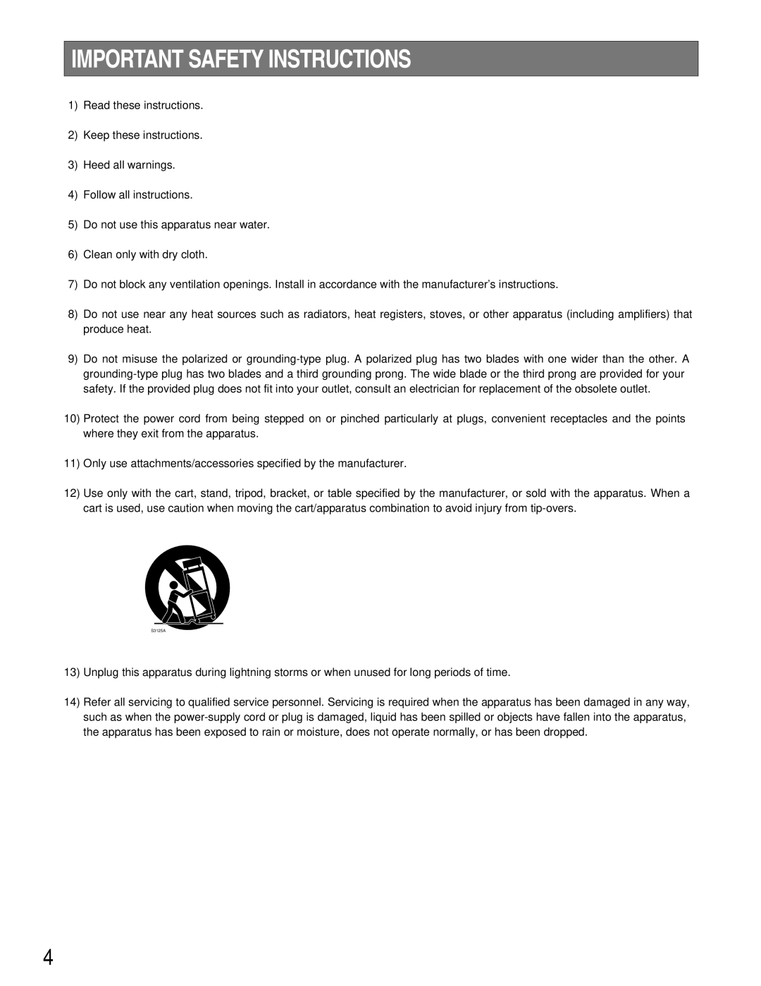 Panasonic WJ-HD309A, WJ-HD316A operating instructions Important Safety Instructions 