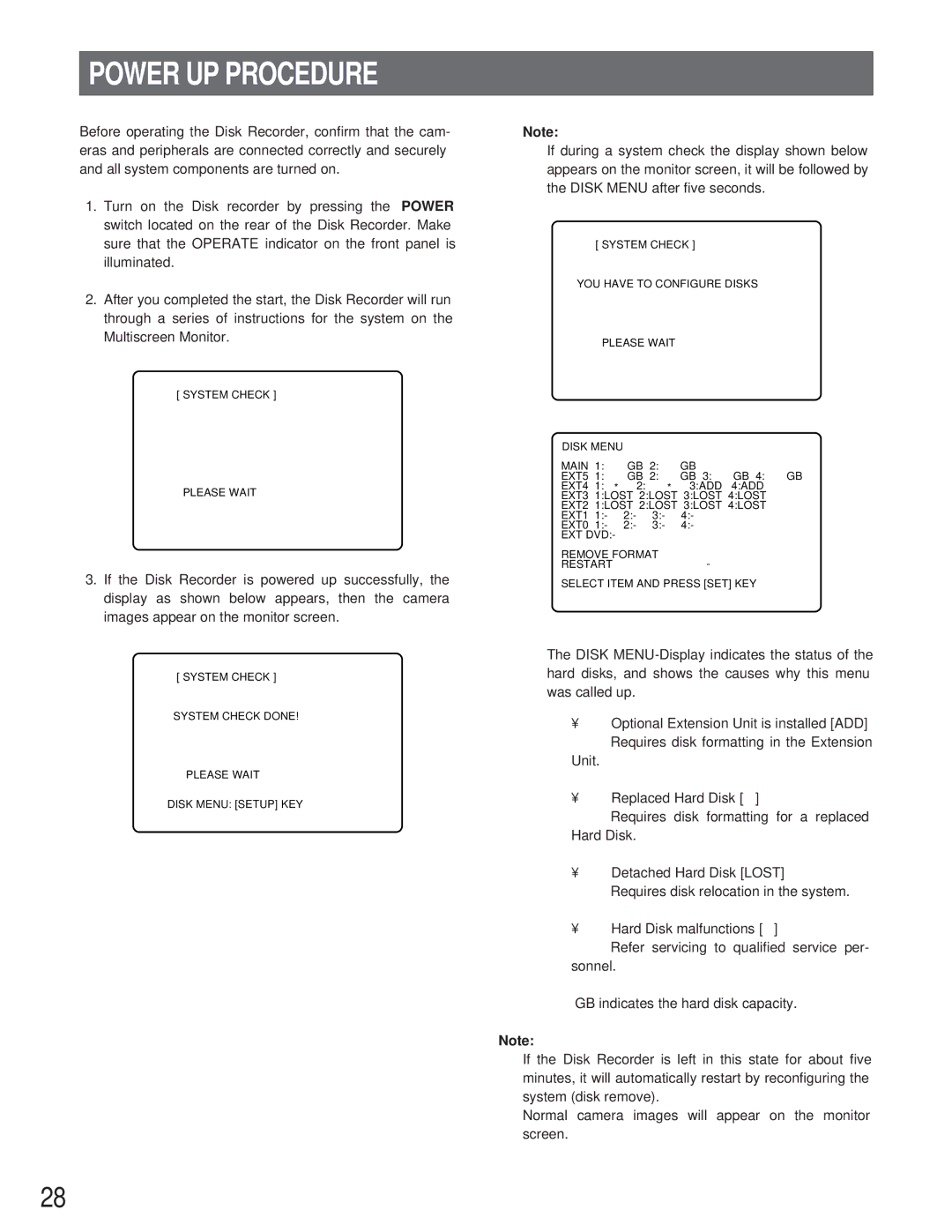 Panasonic WJ-HD500A manual Power UP Procedure 