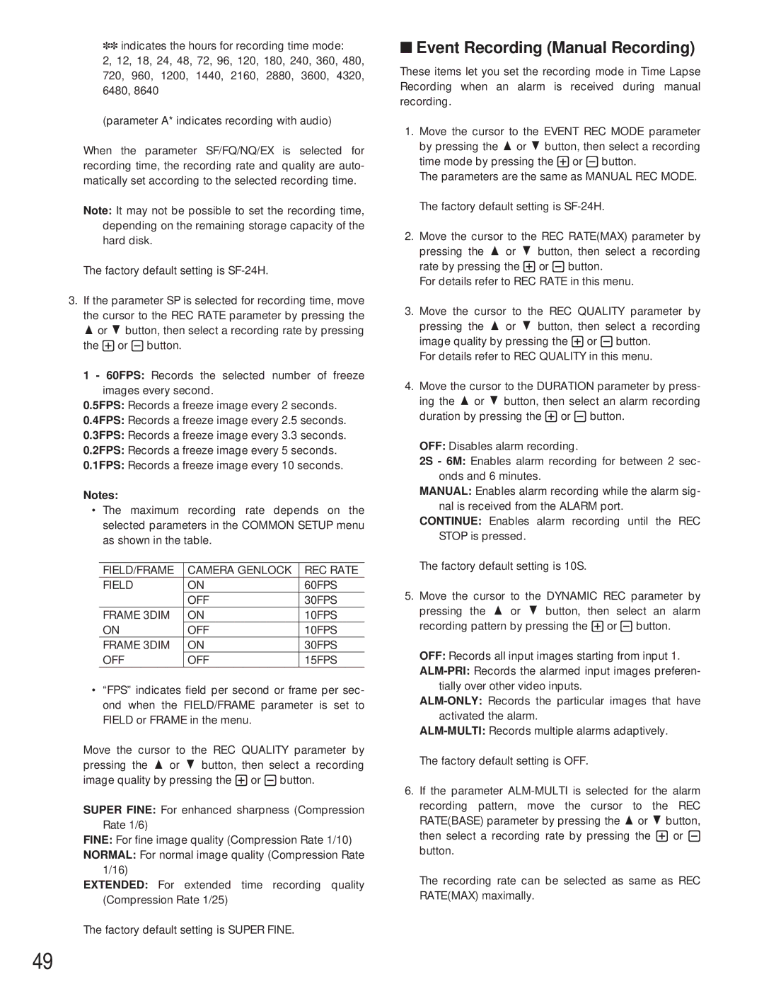 Panasonic WJ-HD500A manual Event Recording Manual Recording 