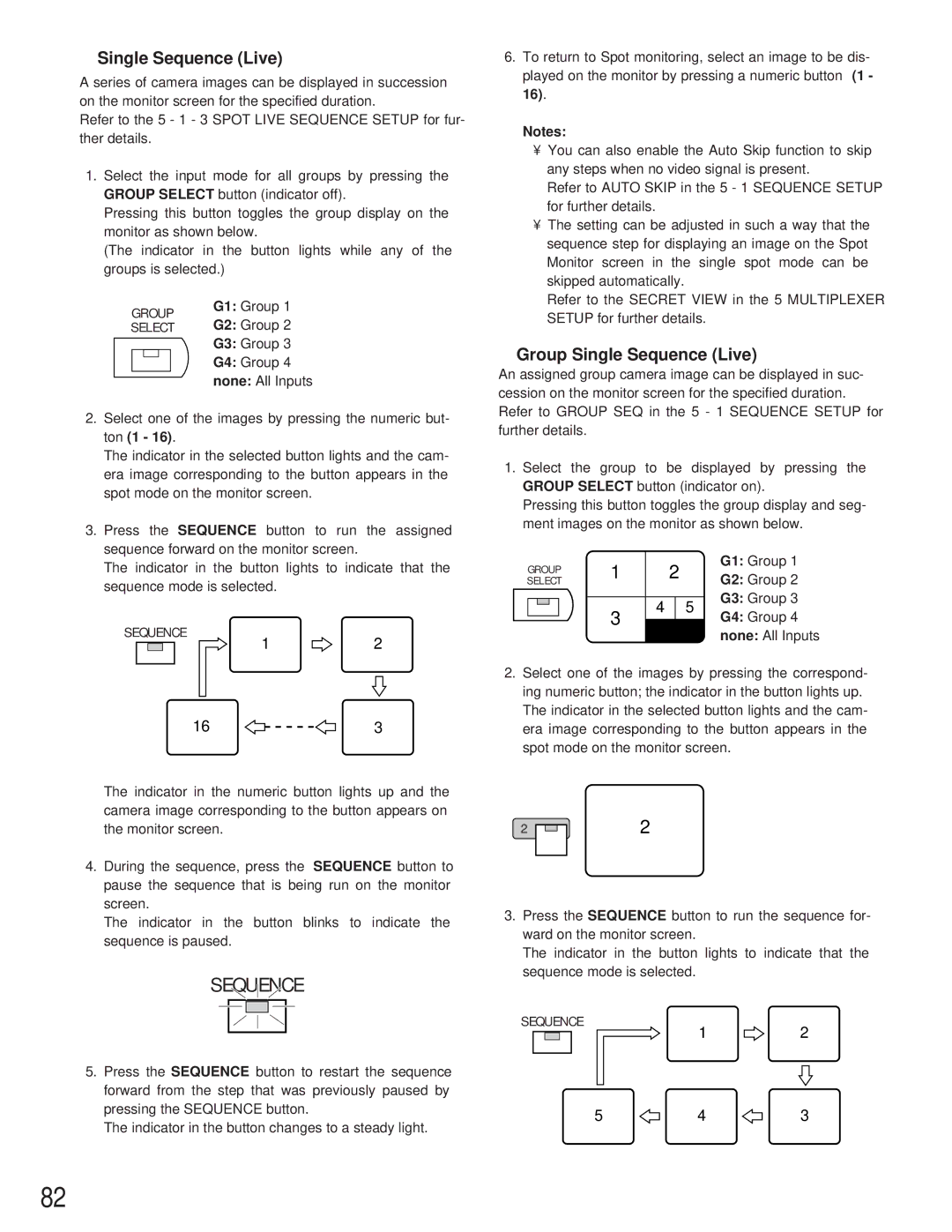 Panasonic WJ-HD500A manual Group Single Sequence Live 