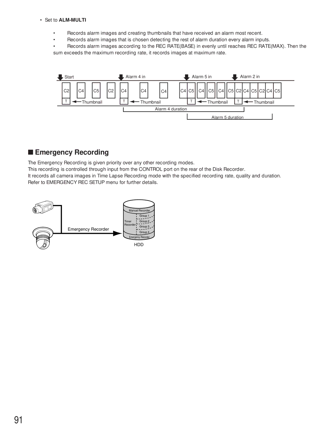 Panasonic WJ-HD500A manual Emergency Recording 