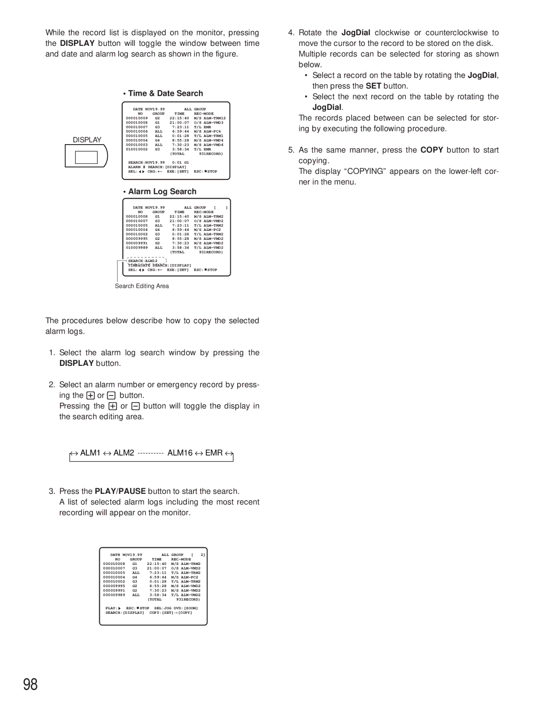 Panasonic WJ-HD500A manual Display 