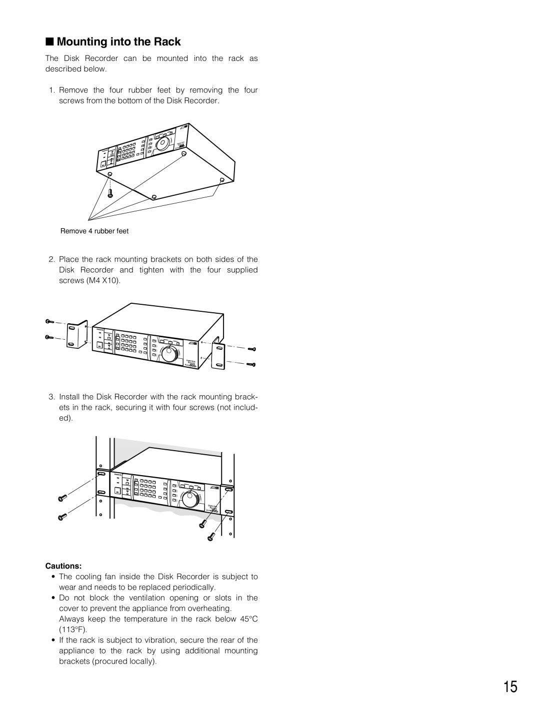 Panasonic WJ-HD500B manual Mounting into the Rack 