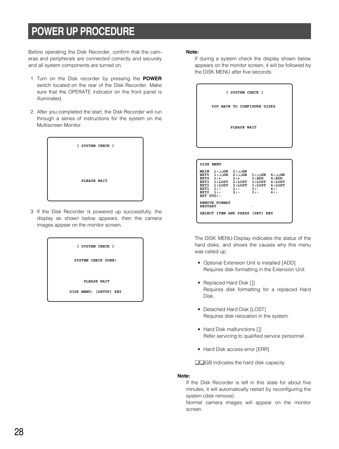 Panasonic WJ-HD500B manual Power UP Procedure 