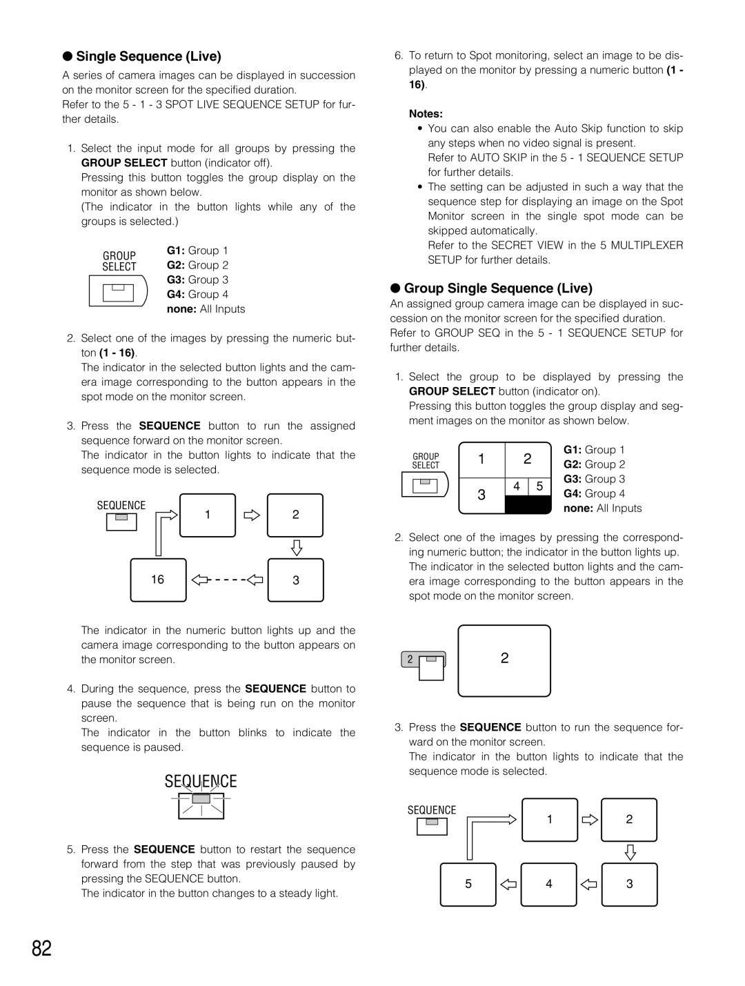 Panasonic WJ-HD500B manual Group Single Sequence Live 