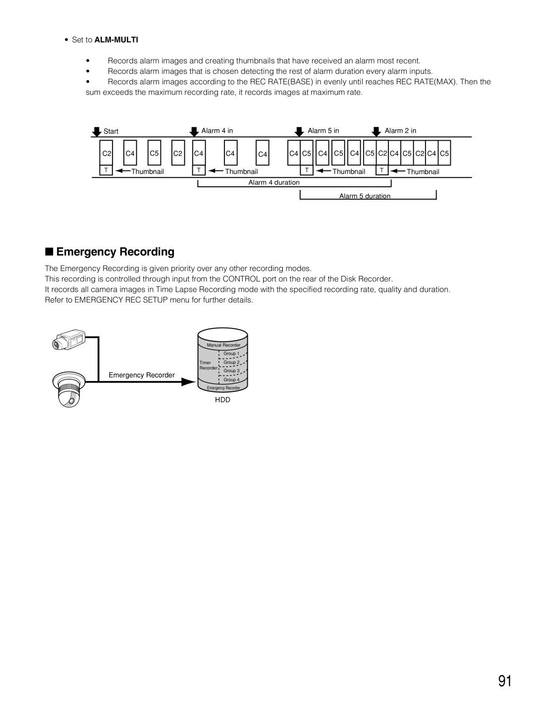 Panasonic WJ-HD500B manual Emergency Recording 