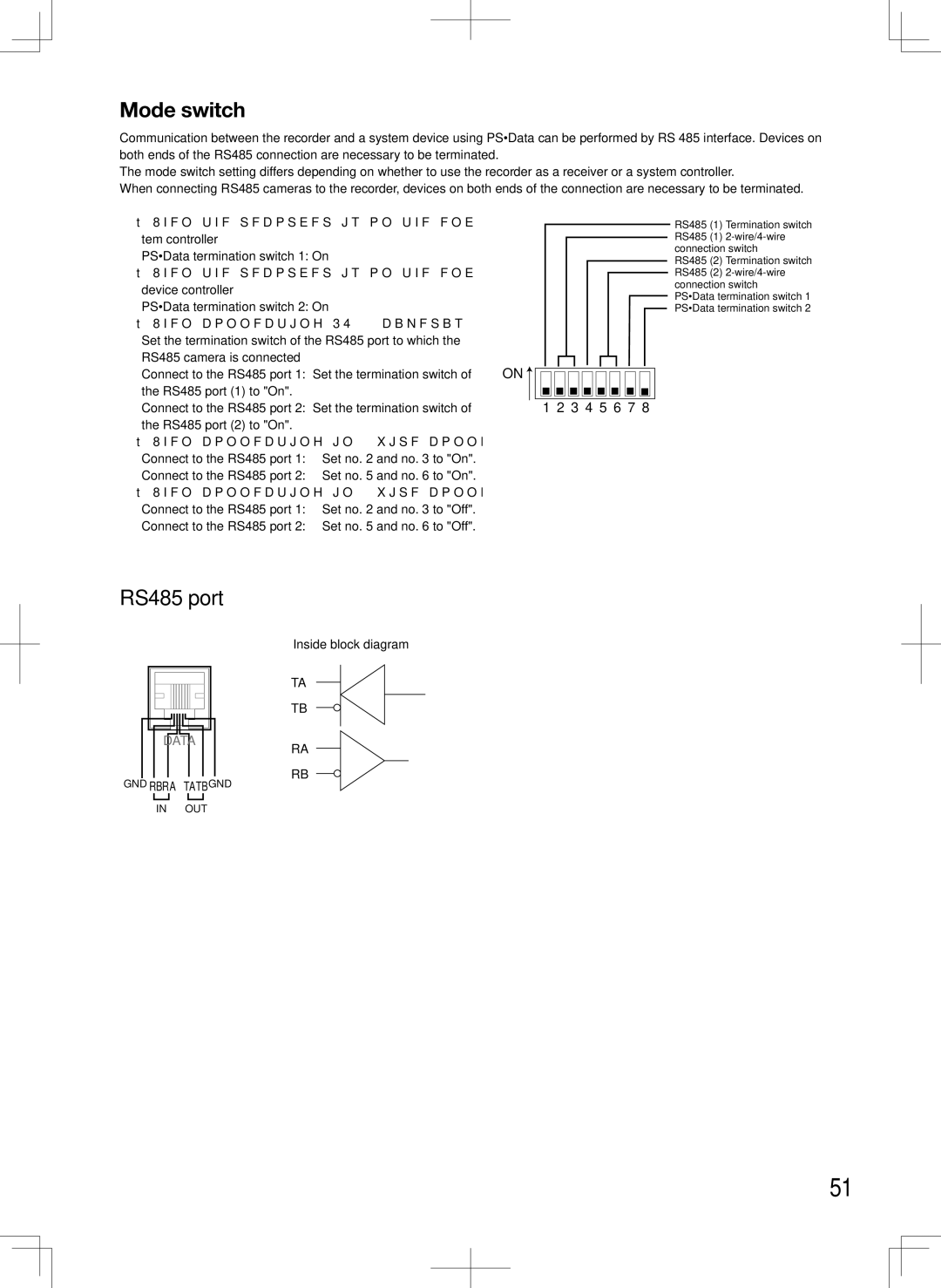 Panasonic WJ-HD616K, WJ-HD716K manual Mode switch, RS485 port, Inside block diagram 