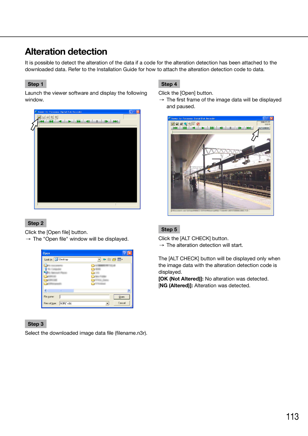 Panasonic WJ-HD716K/G, WJ-HD616K/G manual Alteration detection, 113 