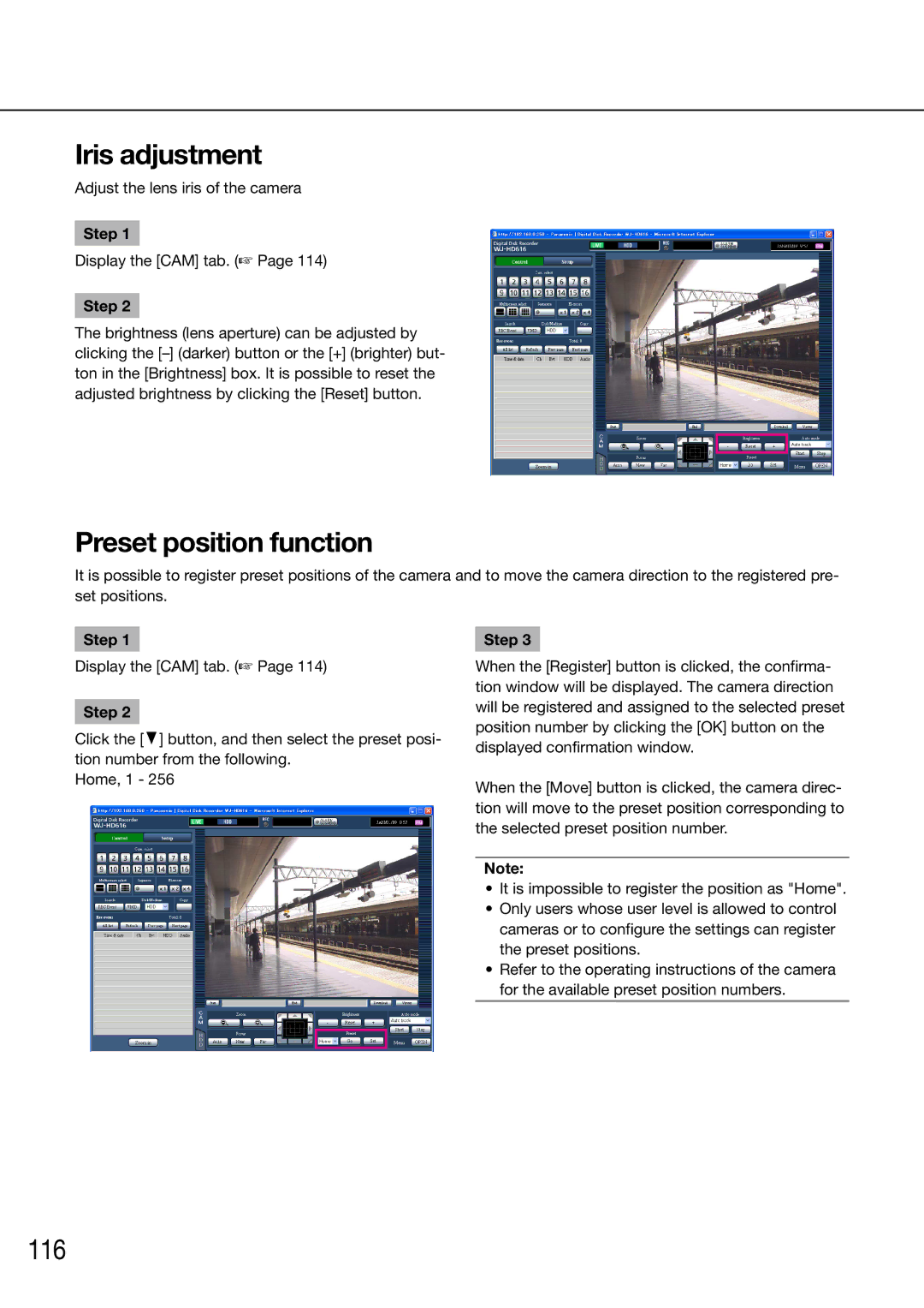 Panasonic WJ-HD716K/G, WJ-HD616K/G manual Iris adjustment, 116 