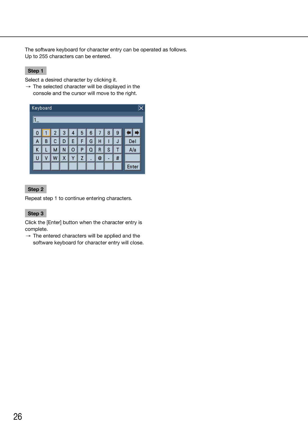 Panasonic WJ-HD616K/G, WJ-HD716K/G manual Repeat to continue entering characters 