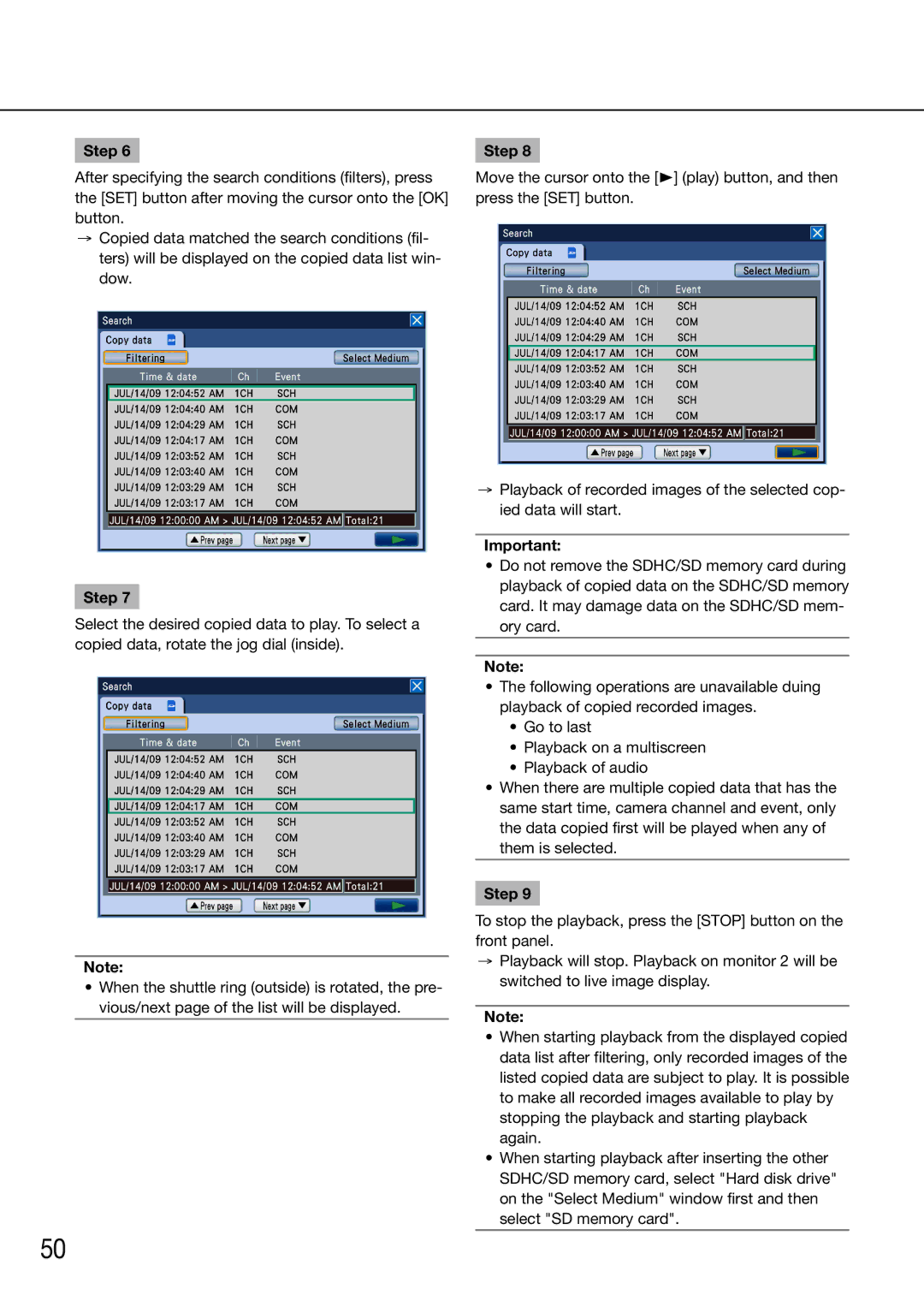 Panasonic WJ-HD616K/G, WJ-HD716K/G manual Step 