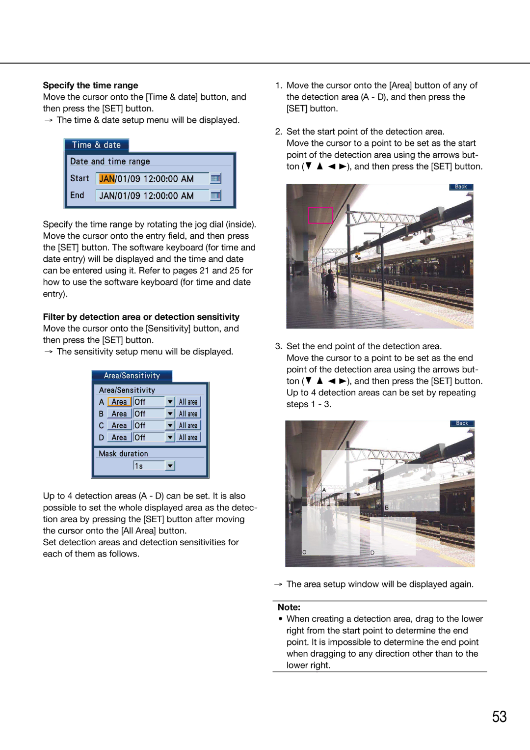 Panasonic WJ-HD716K/G, WJ-HD616K/G manual Specify the time range 