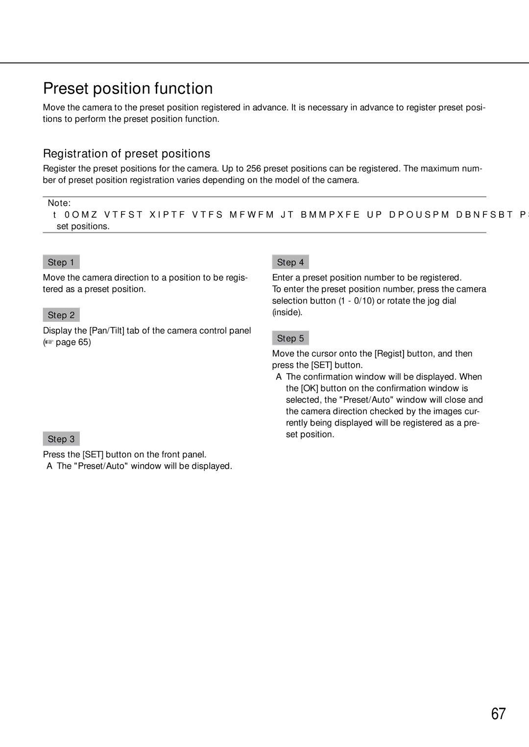 Panasonic WJ-HD716K/G, WJ-HD616K/G manual Preset position function, Registration of preset positions 